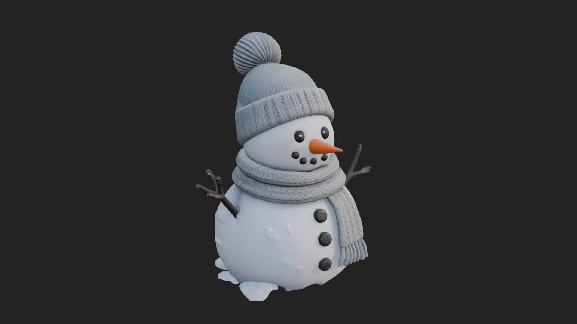 Knit Hat Snowman Statue Design 4 3D Print Model 3D Model