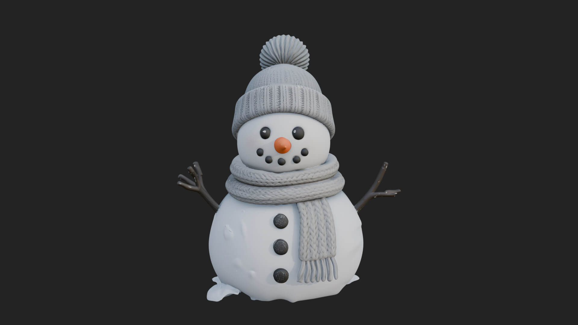 Knit Hat Snowman Statue Design 4 3D Print Model 3D Model