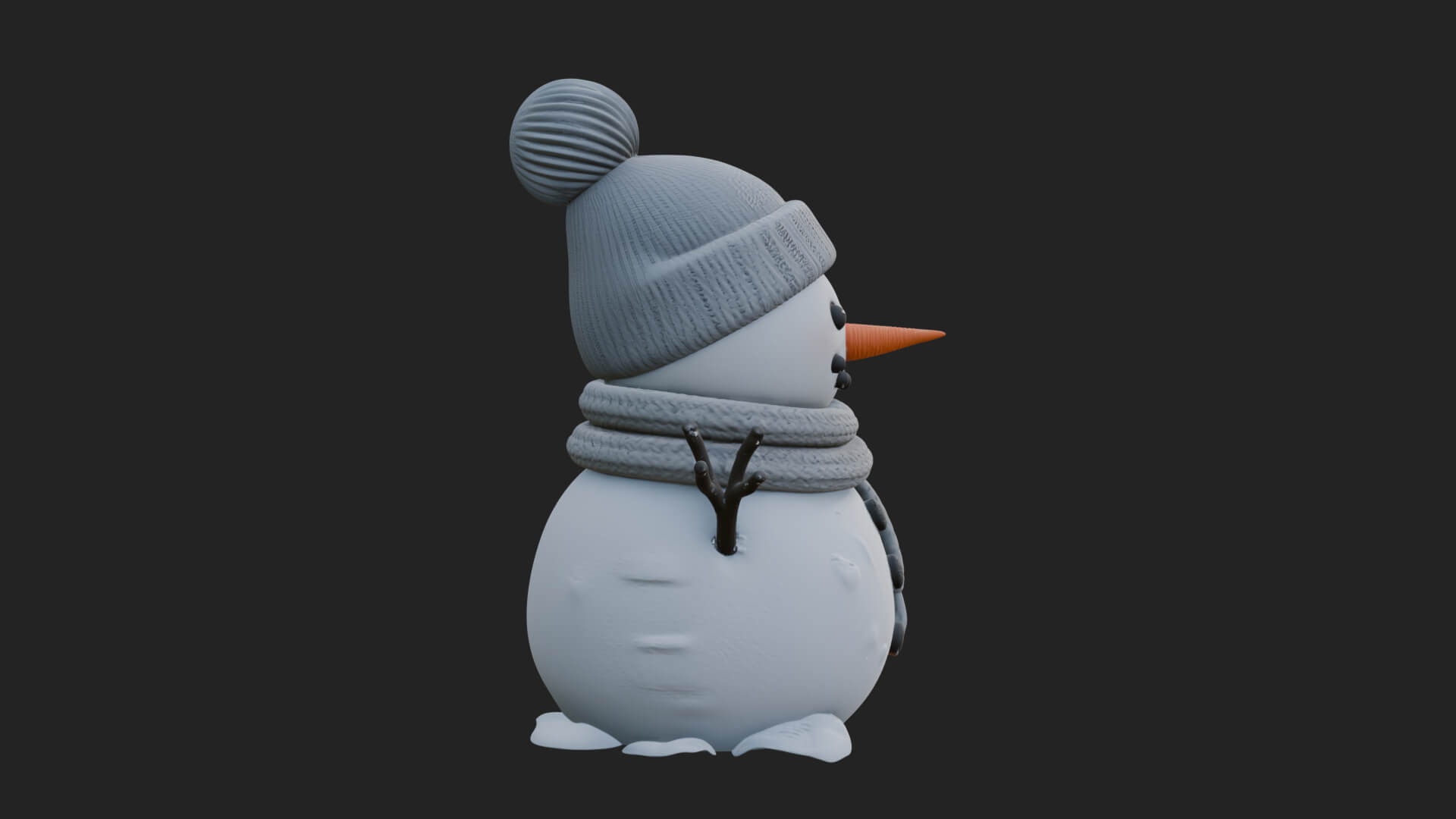 Knit Hat Snowman Statue Design 4 3D Print Model 3D Model