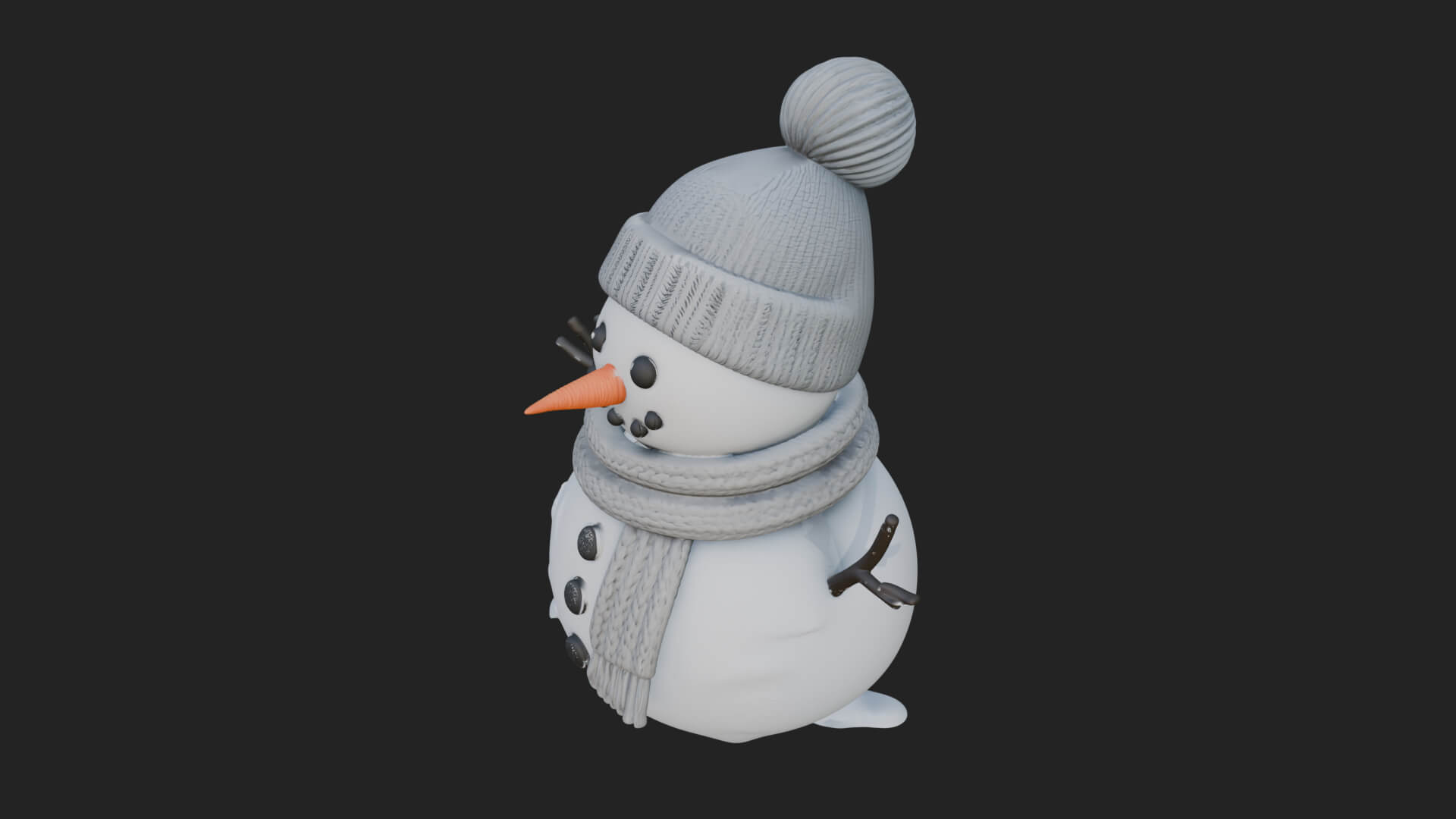 Knit Hat Snowman Statue Design 4 3D Print Model 3D Model
