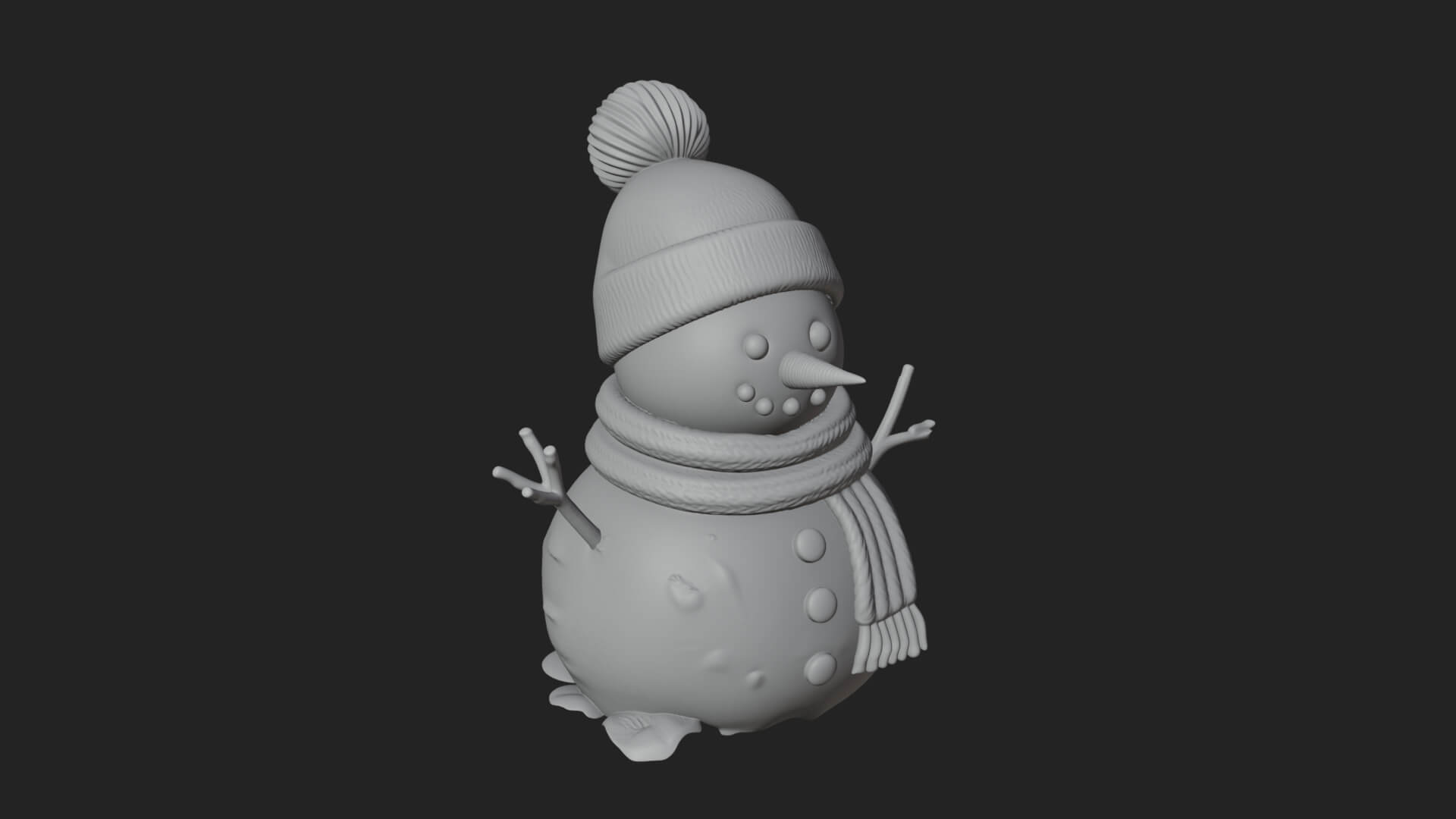 Knit Hat Snowman Statue Design 4 3D Print Model 3D Model