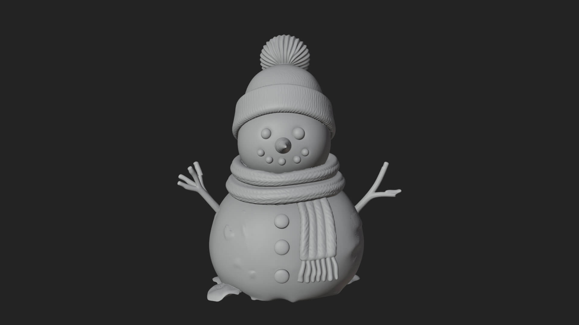 Knit Hat Snowman Statue Design 4 3D Print Model 3D Model