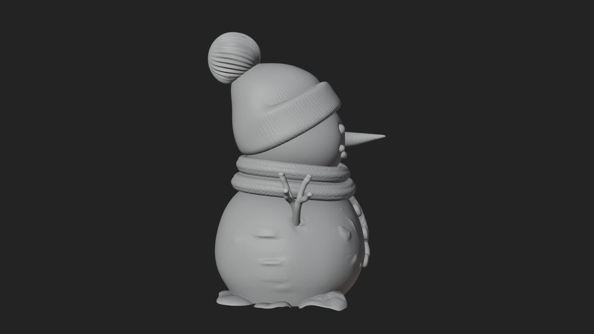 Knit Hat Snowman Statue Design 4 3D Print Model 3D Model