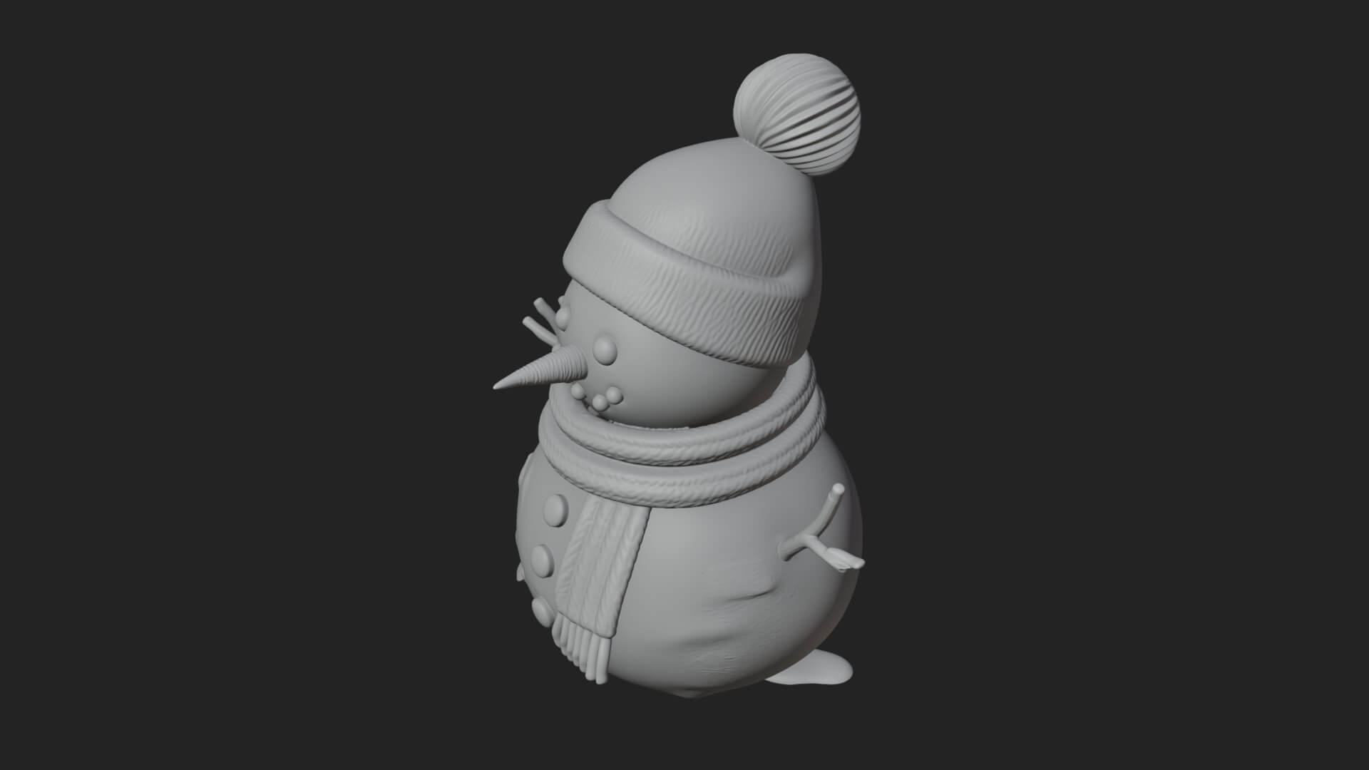 Knit Hat Snowman Statue Design 4 3D Print Model 3D Model