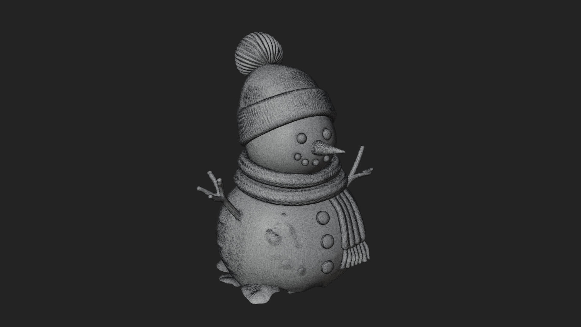 Knit Hat Snowman Statue Design 4 3D Print Model 3D Model
