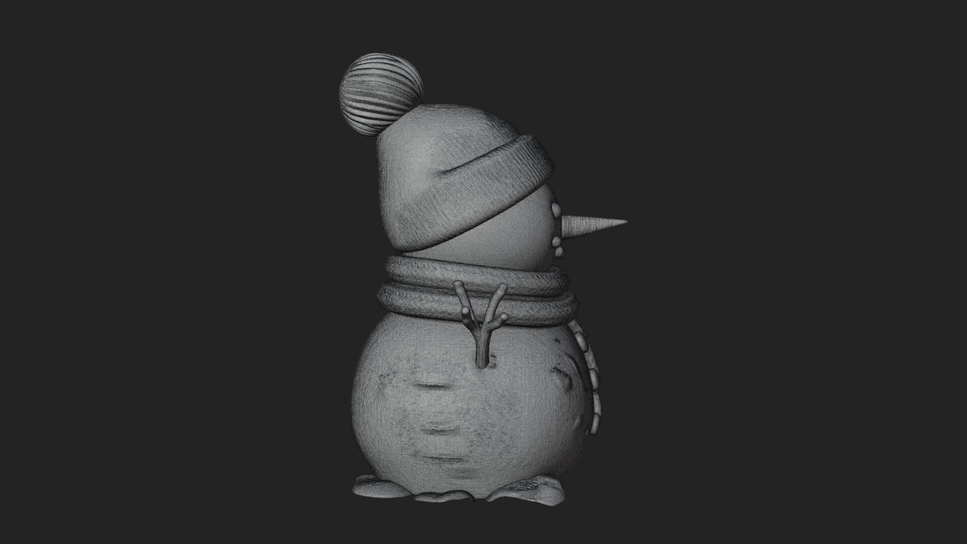 Knit Hat Snowman Statue Design 4 3D Print Model 3D Model