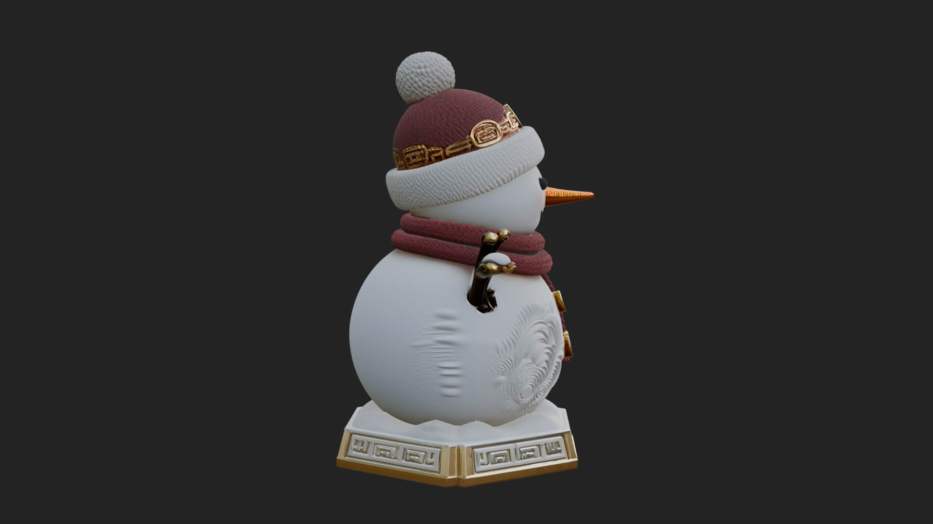 Knit Hat Snowman Statue Design 40 3D Print Model 3D Model