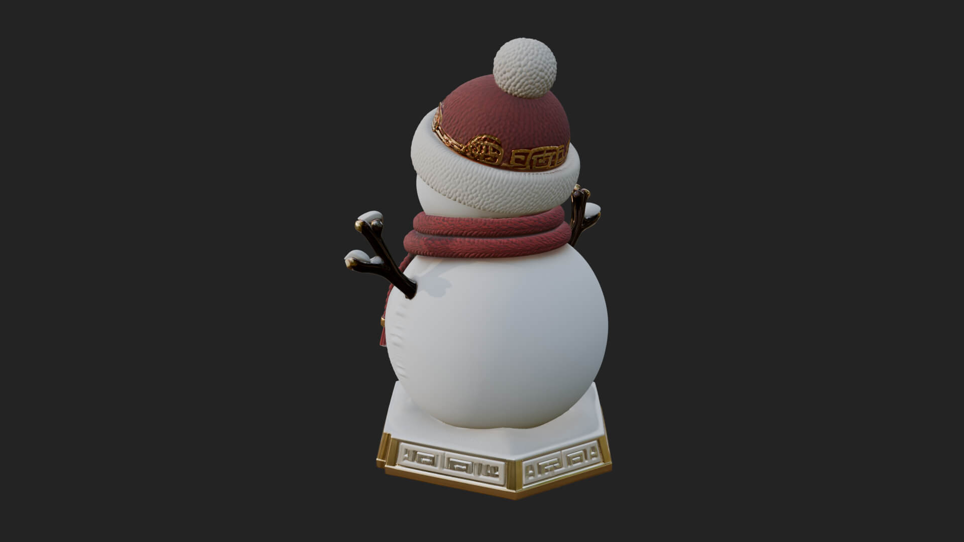 Knit Hat Snowman Statue Design 40 3D Print Model 3D Model