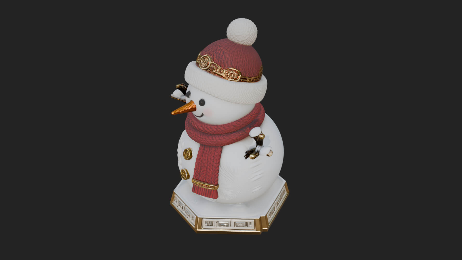 Knit Hat Snowman Statue Design 40 3D Print Model 3D Model