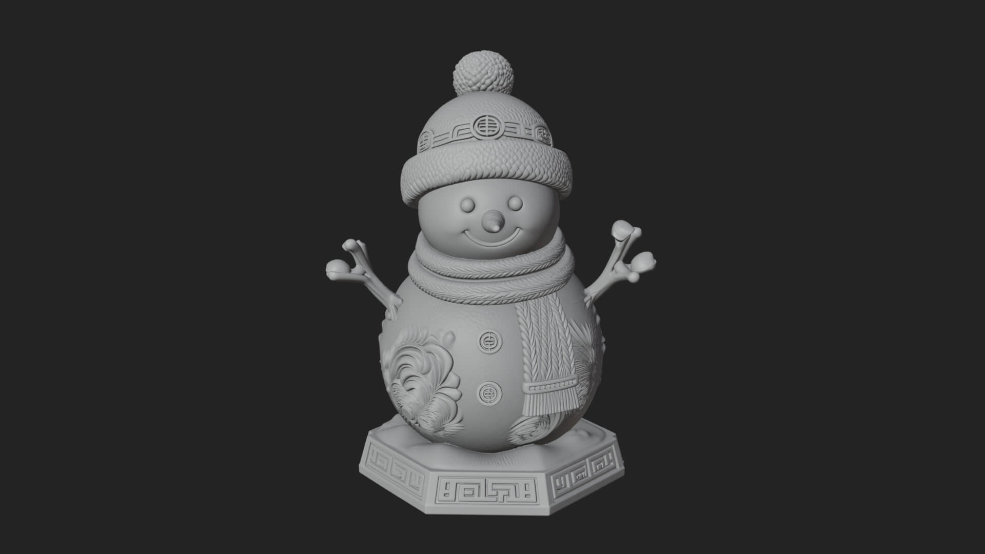 Knit Hat Snowman Statue Design 40 3D Print Model 3D Model