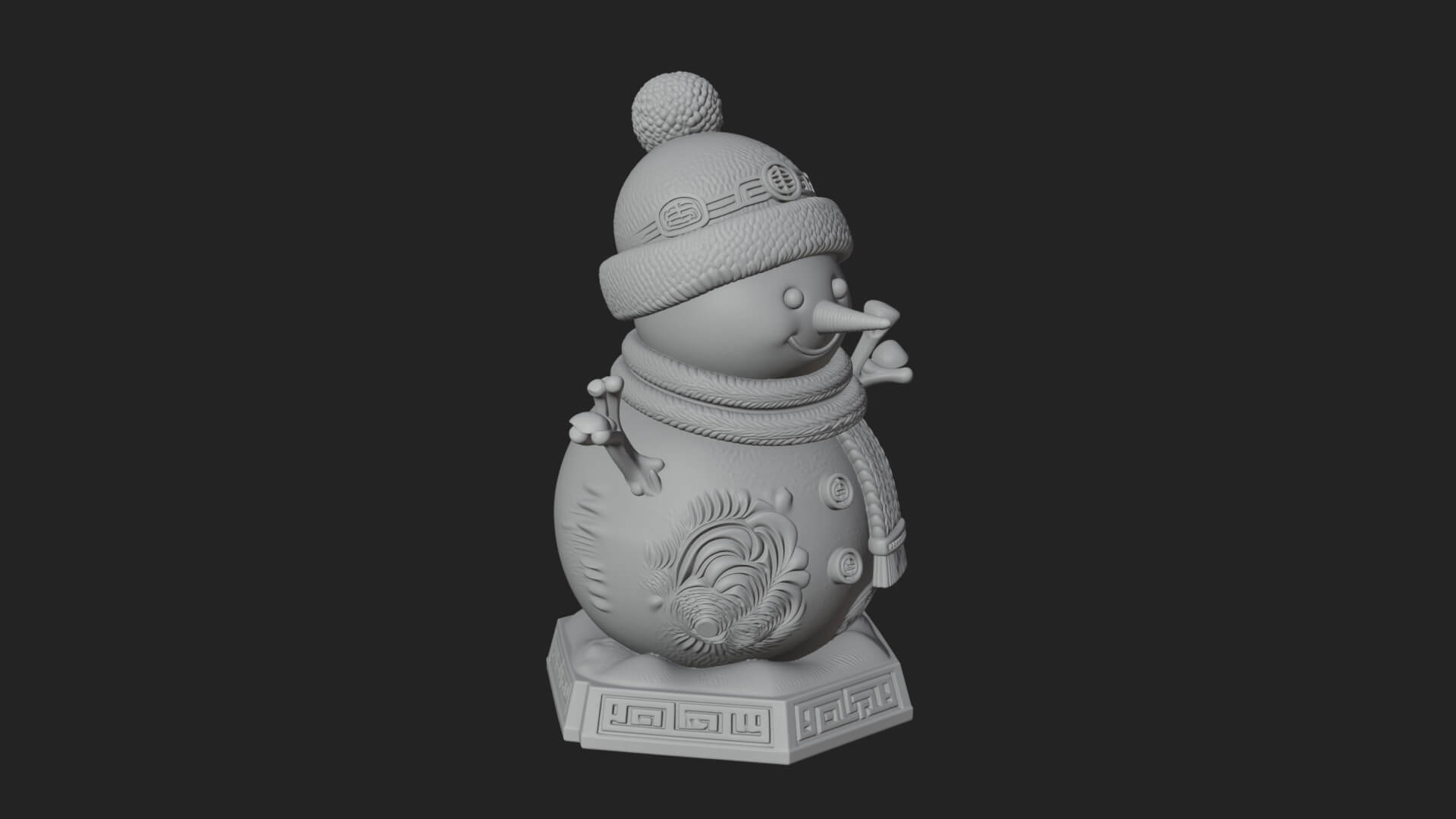 Knit Hat Snowman Statue Design 40 3D Print Model 3D Model