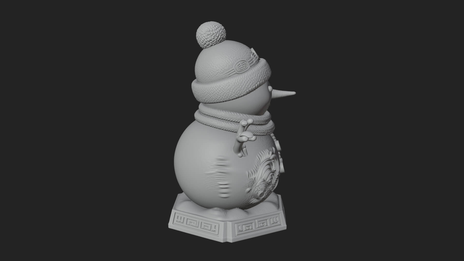 Knit Hat Snowman Statue Design 40 3D Print Model 3D Model