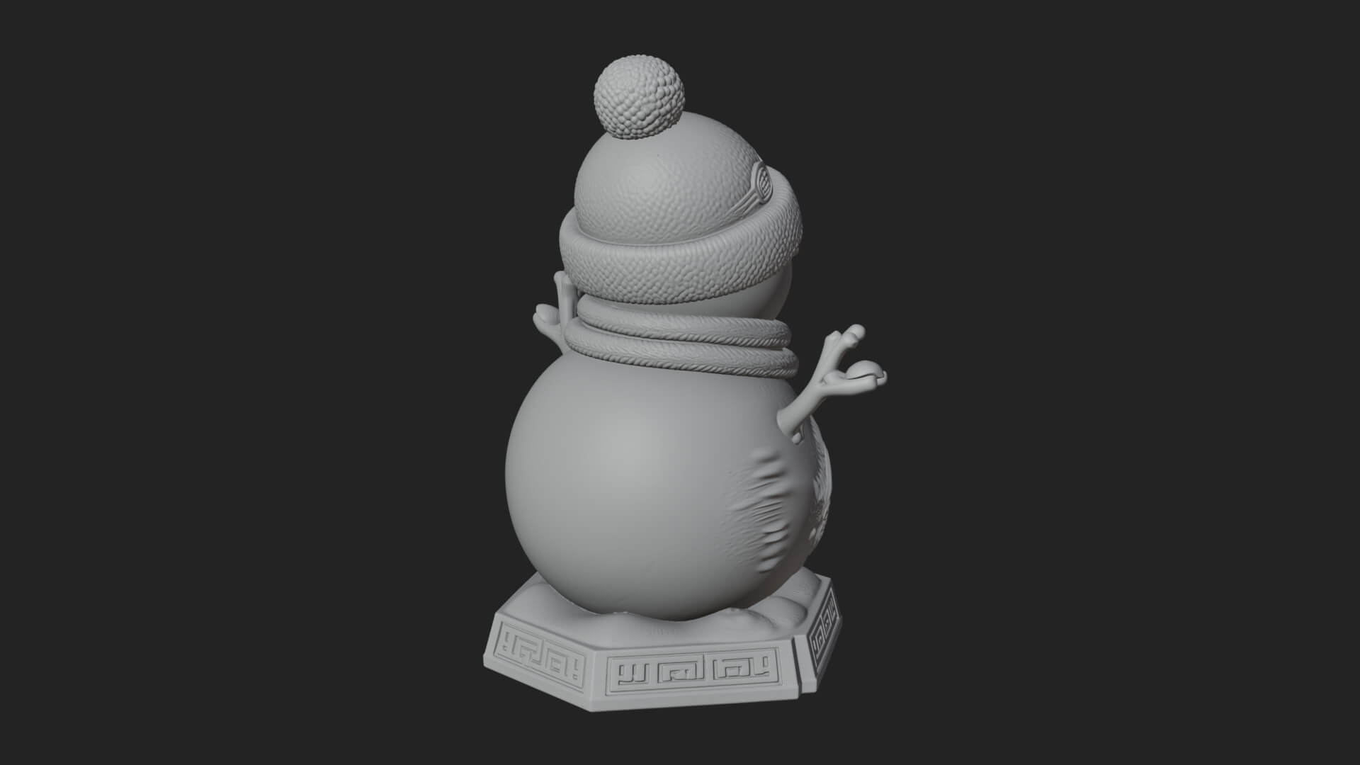 Knit Hat Snowman Statue Design 40 3D Print Model 3D Model