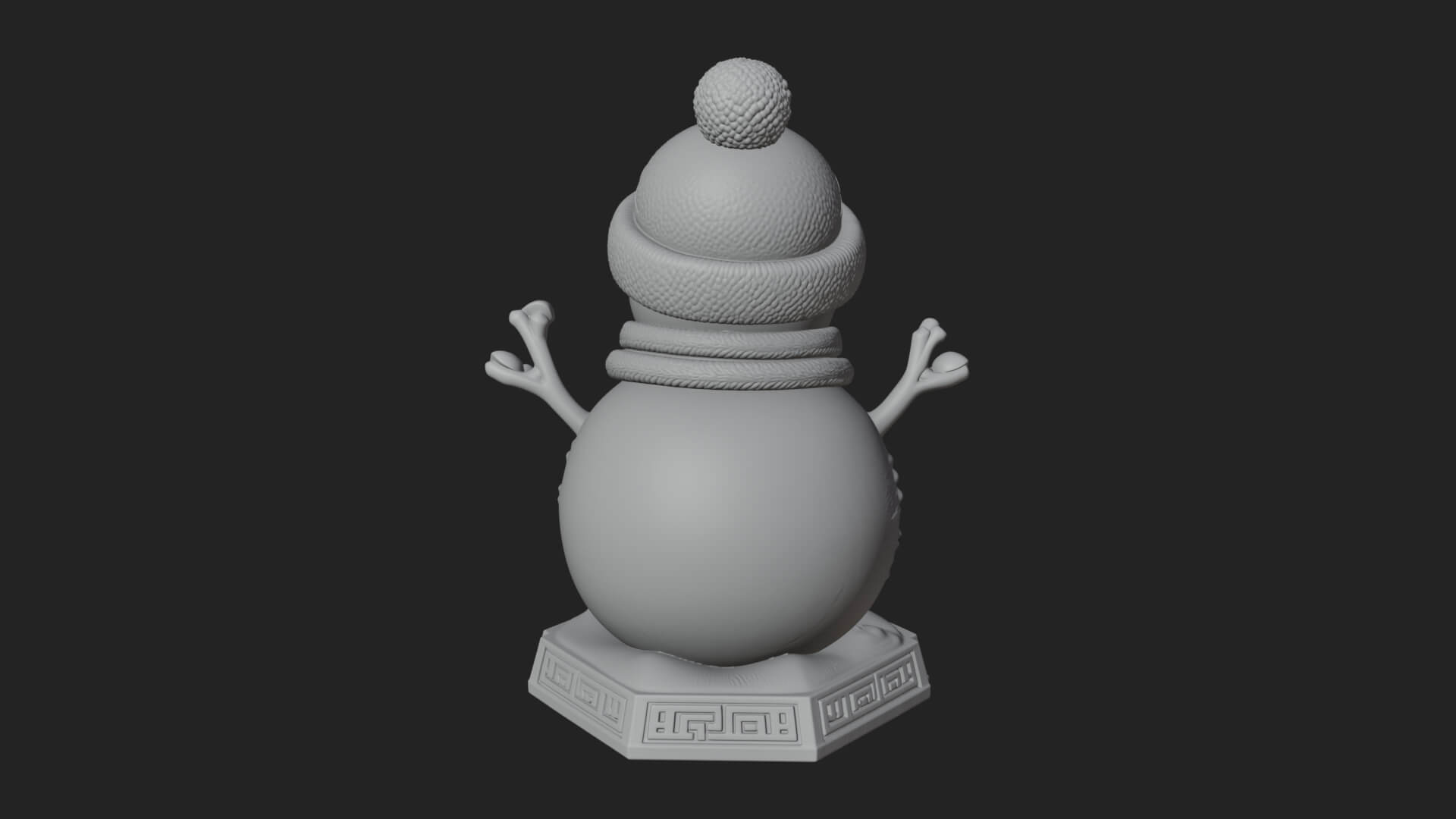 Knit Hat Snowman Statue Design 40 3D Print Model 3D Model