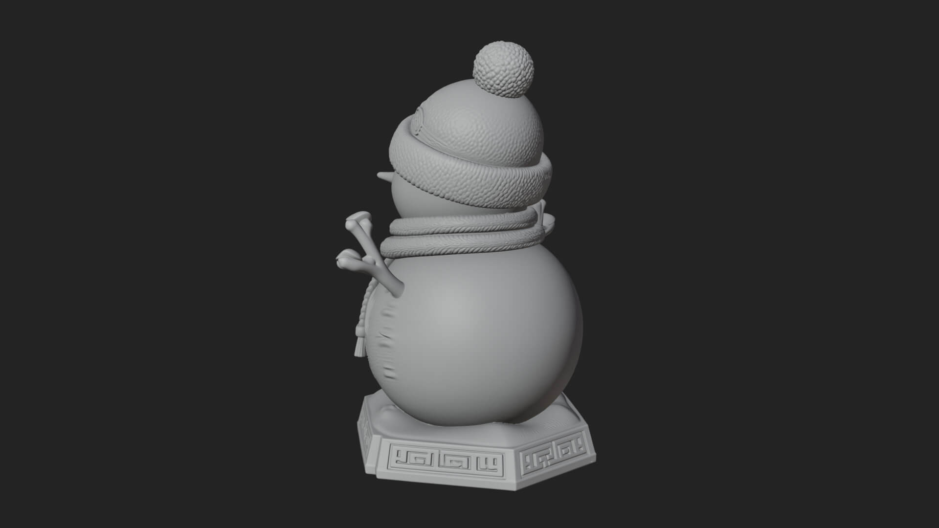 Knit Hat Snowman Statue Design 40 3D Print Model 3D Model