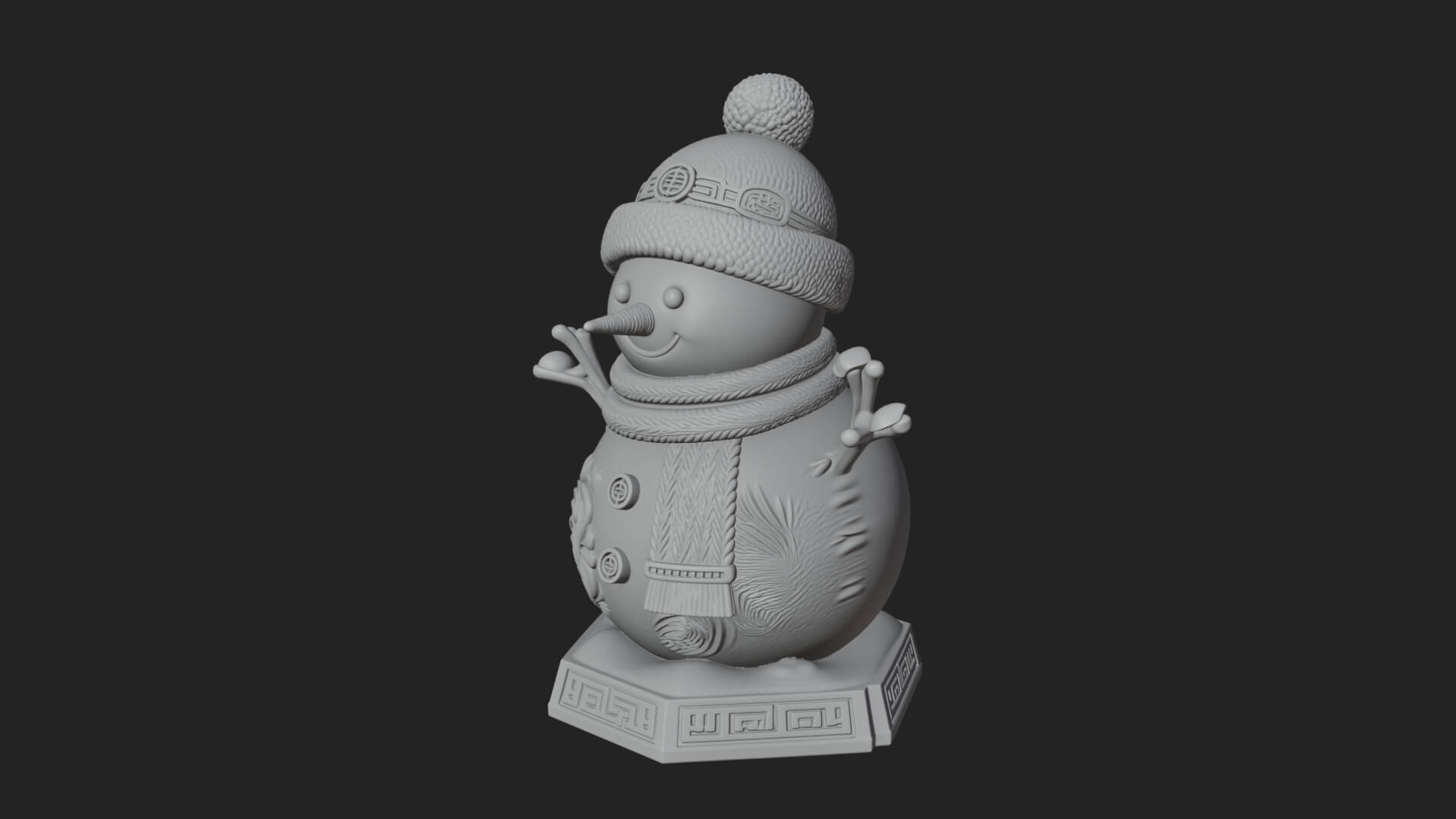 Knit Hat Snowman Statue Design 40 3D Print Model 3D Model