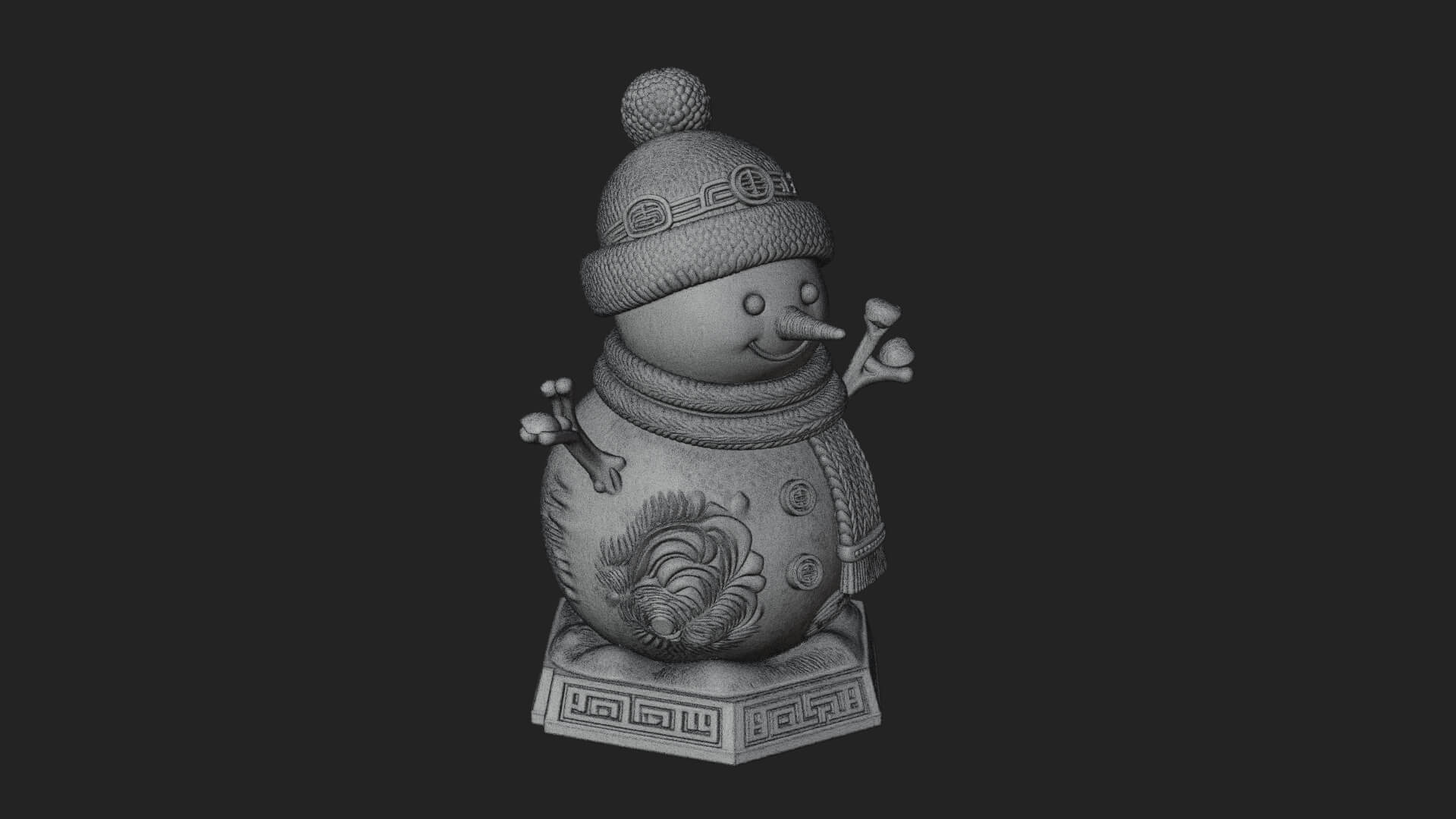 Knit Hat Snowman Statue Design 40 3D Print Model 3D Model