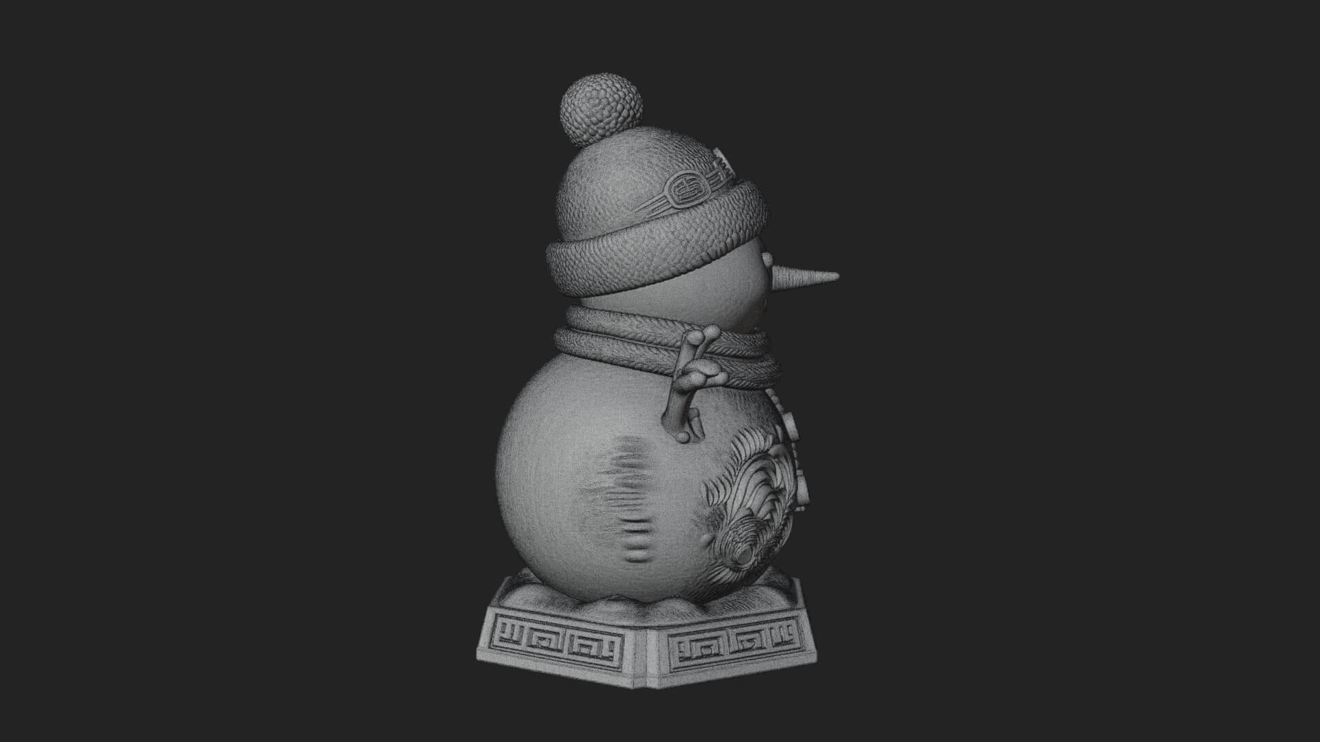 Knit Hat Snowman Statue Design 40 3D Print Model 3D Model