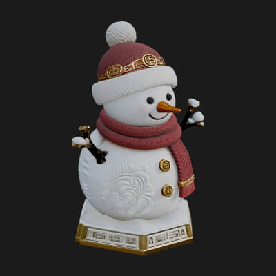 Knit Hat Snowman Statue Design 40 3D Print Model