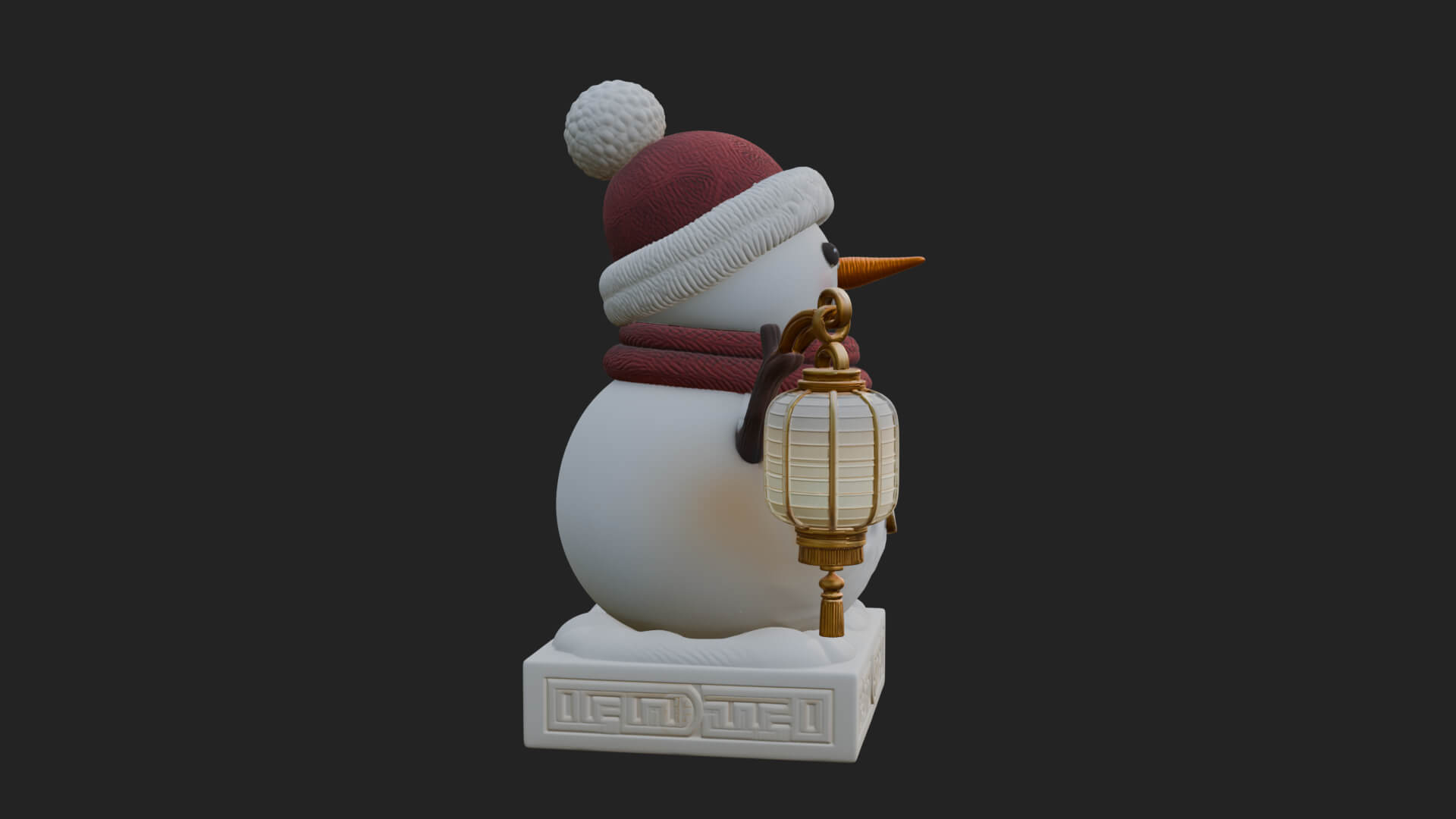 Knit Hat Snowman Statue Design 41 3D Print Model 3D Model
