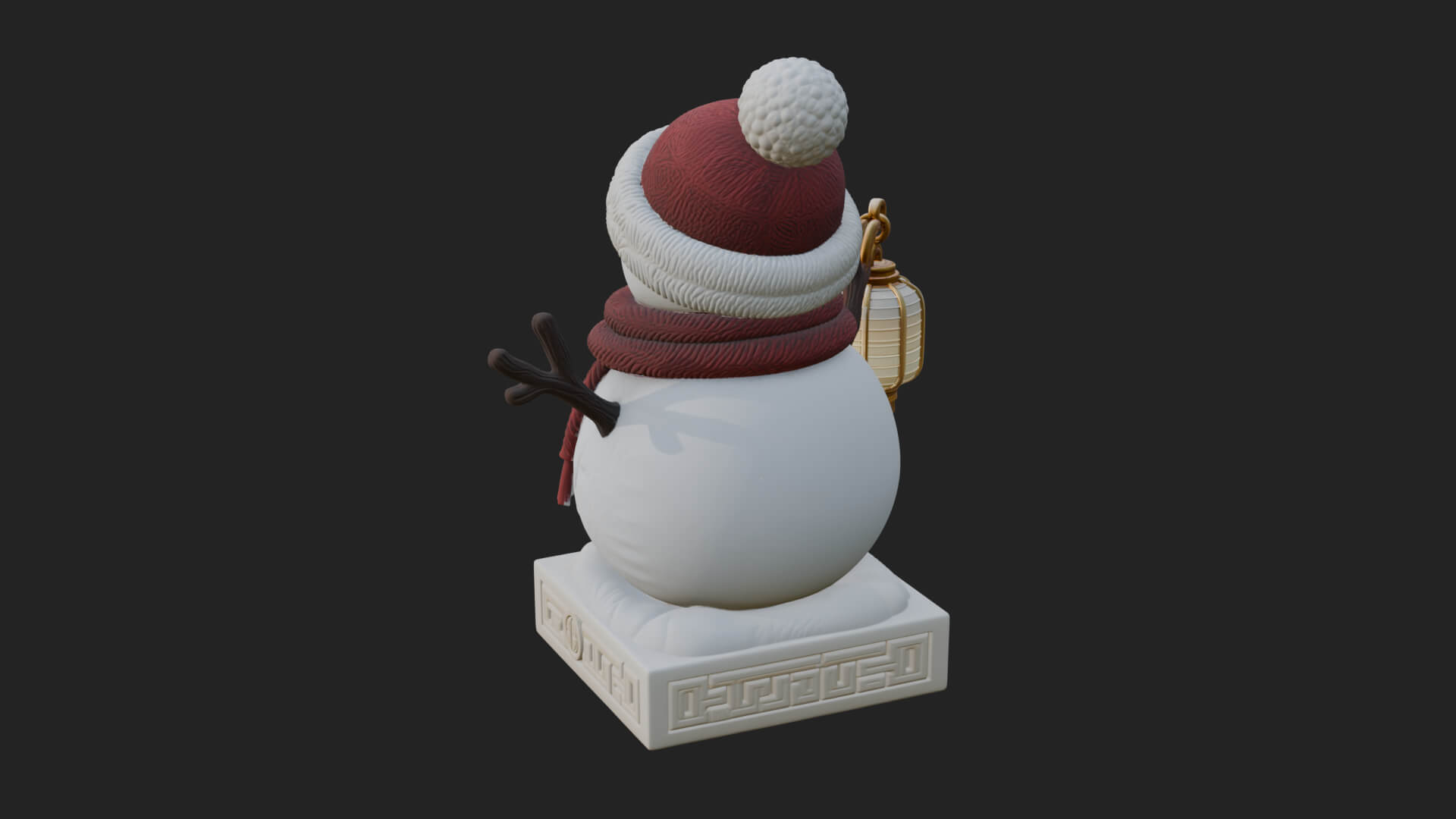 Knit Hat Snowman Statue Design 41 3D Print Model 3D Model