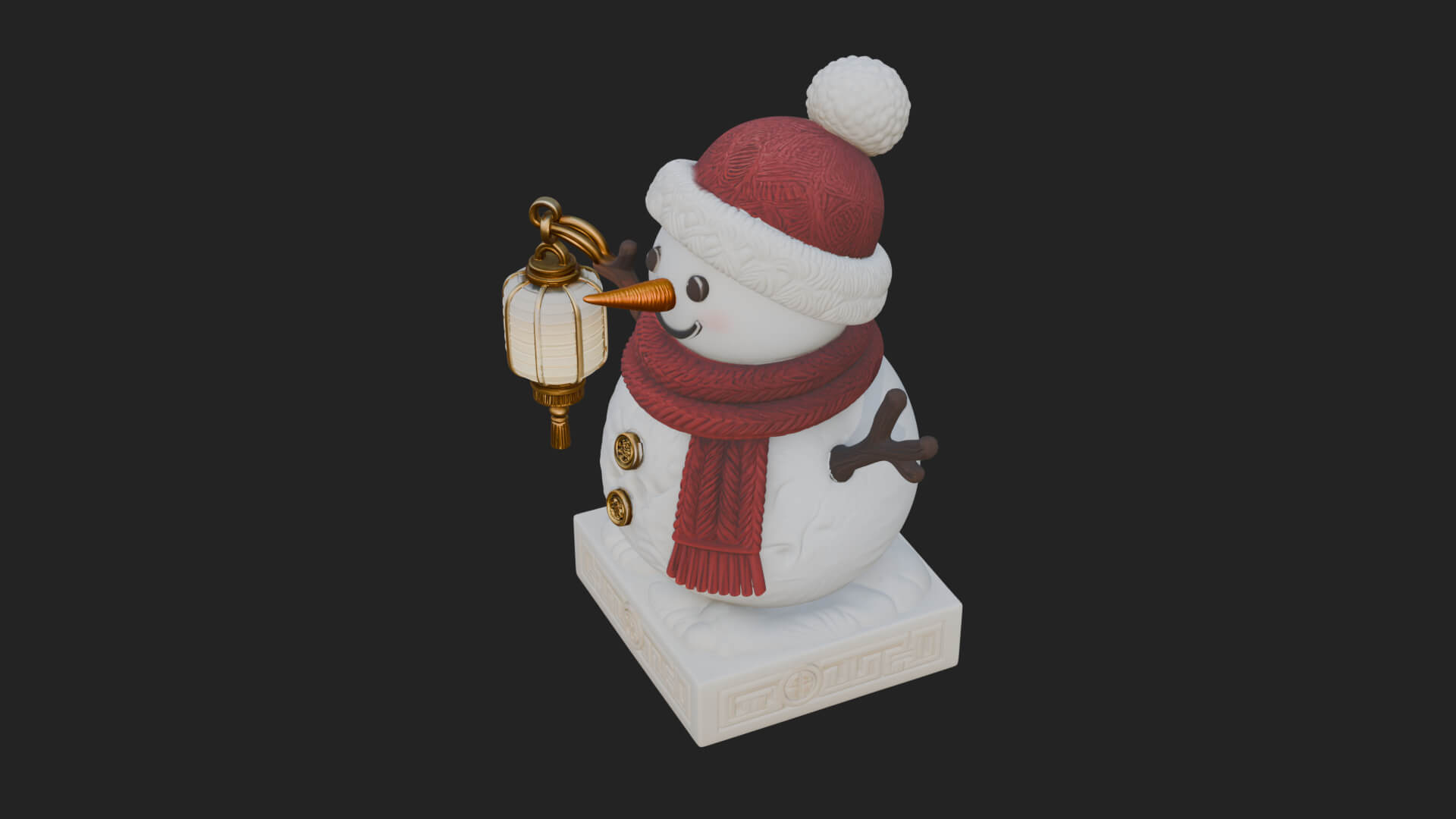 Knit Hat Snowman Statue Design 41 3D Print Model 3D Model