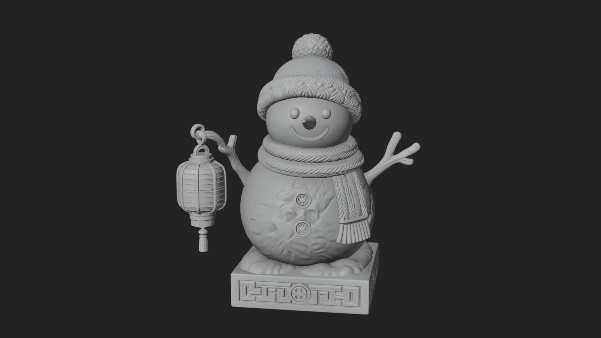 Knit Hat Snowman Statue Design 41 3D Print Model 3D Model