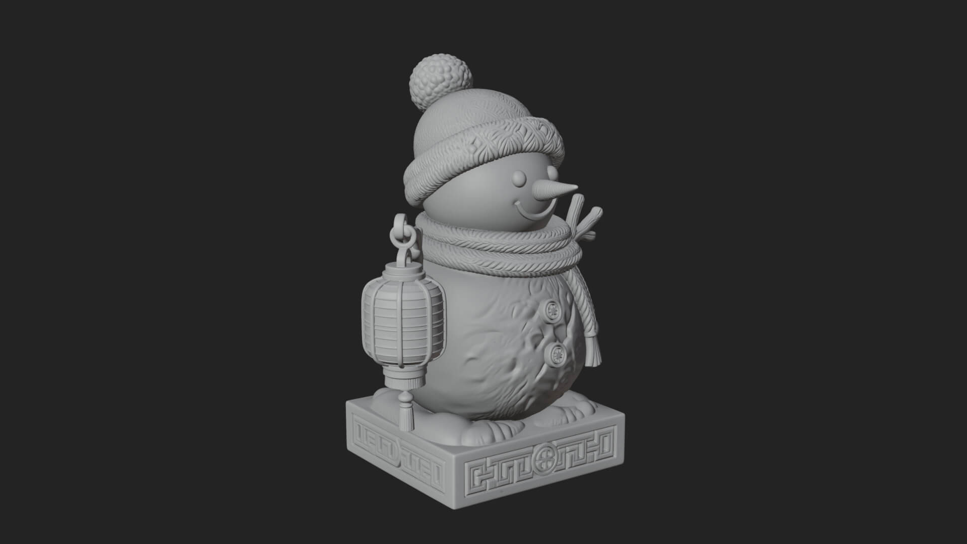 Knit Hat Snowman Statue Design 41 3D Print Model 3D Model