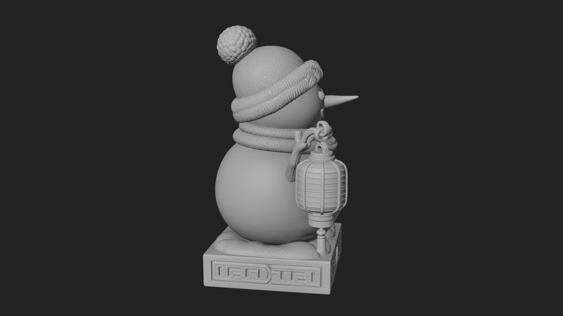 Knit Hat Snowman Statue Design 41 3D Print Model 3D Model