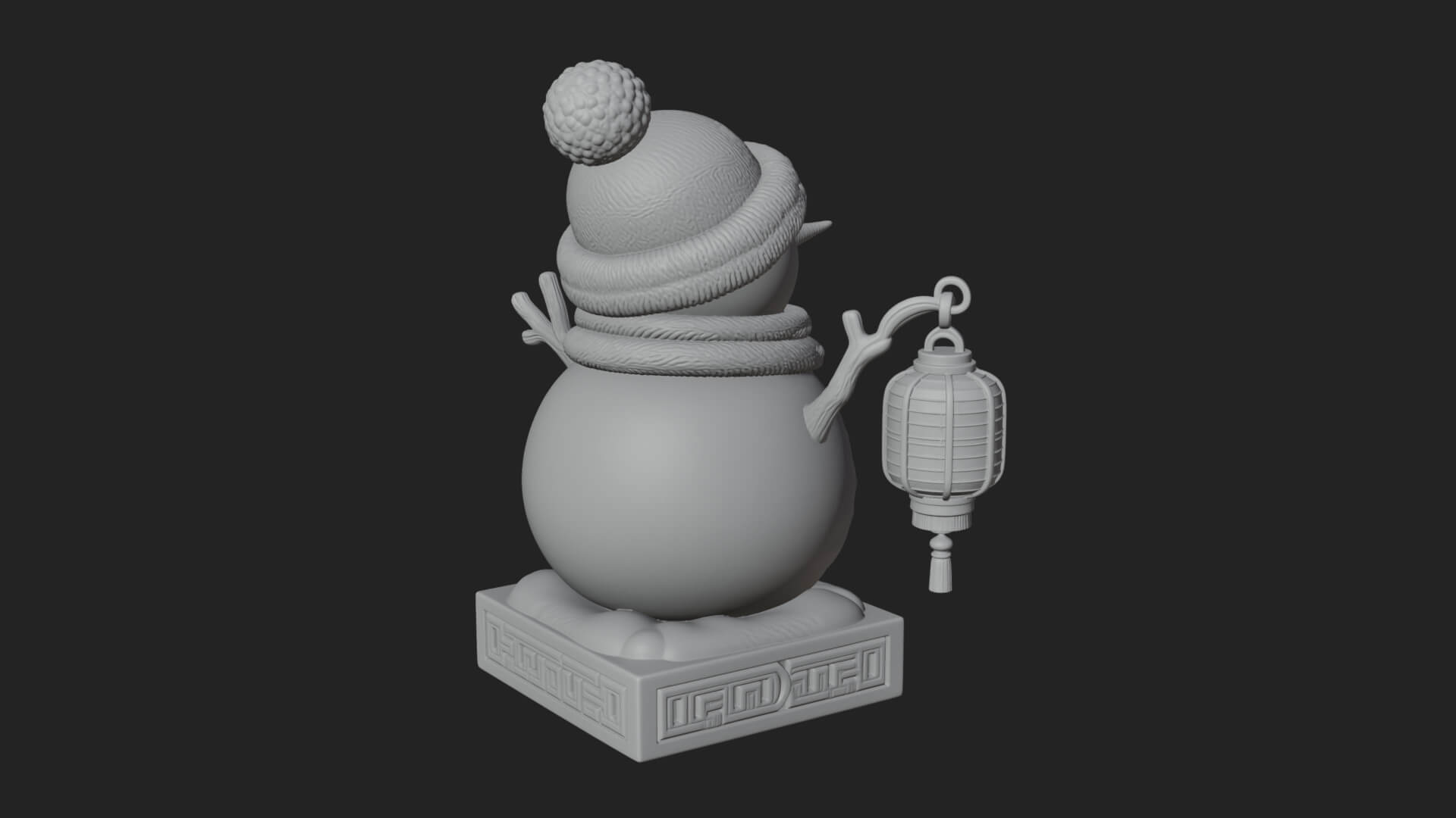 Knit Hat Snowman Statue Design 41 3D Print Model 3D Model