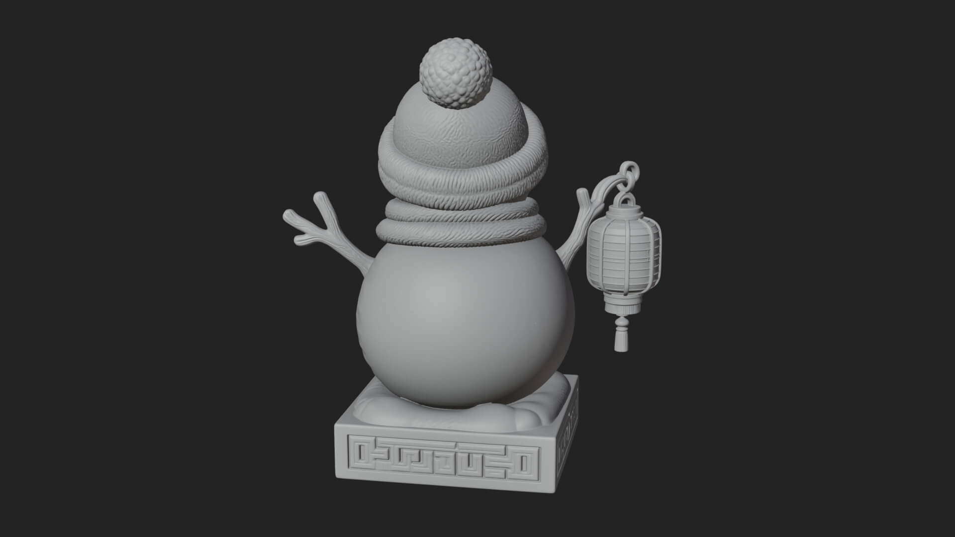 Knit Hat Snowman Statue Design 41 3D Print Model 3D Model