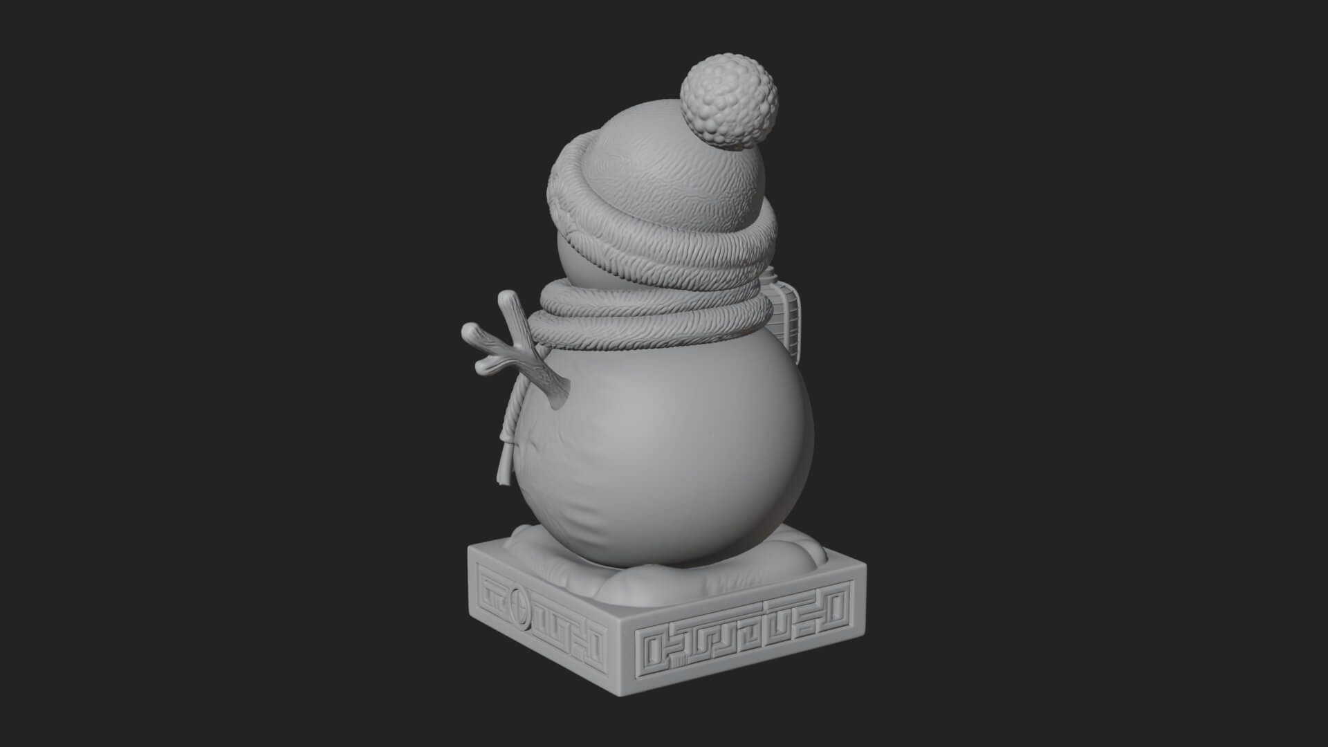 Knit Hat Snowman Statue Design 41 3D Print Model 3D Model