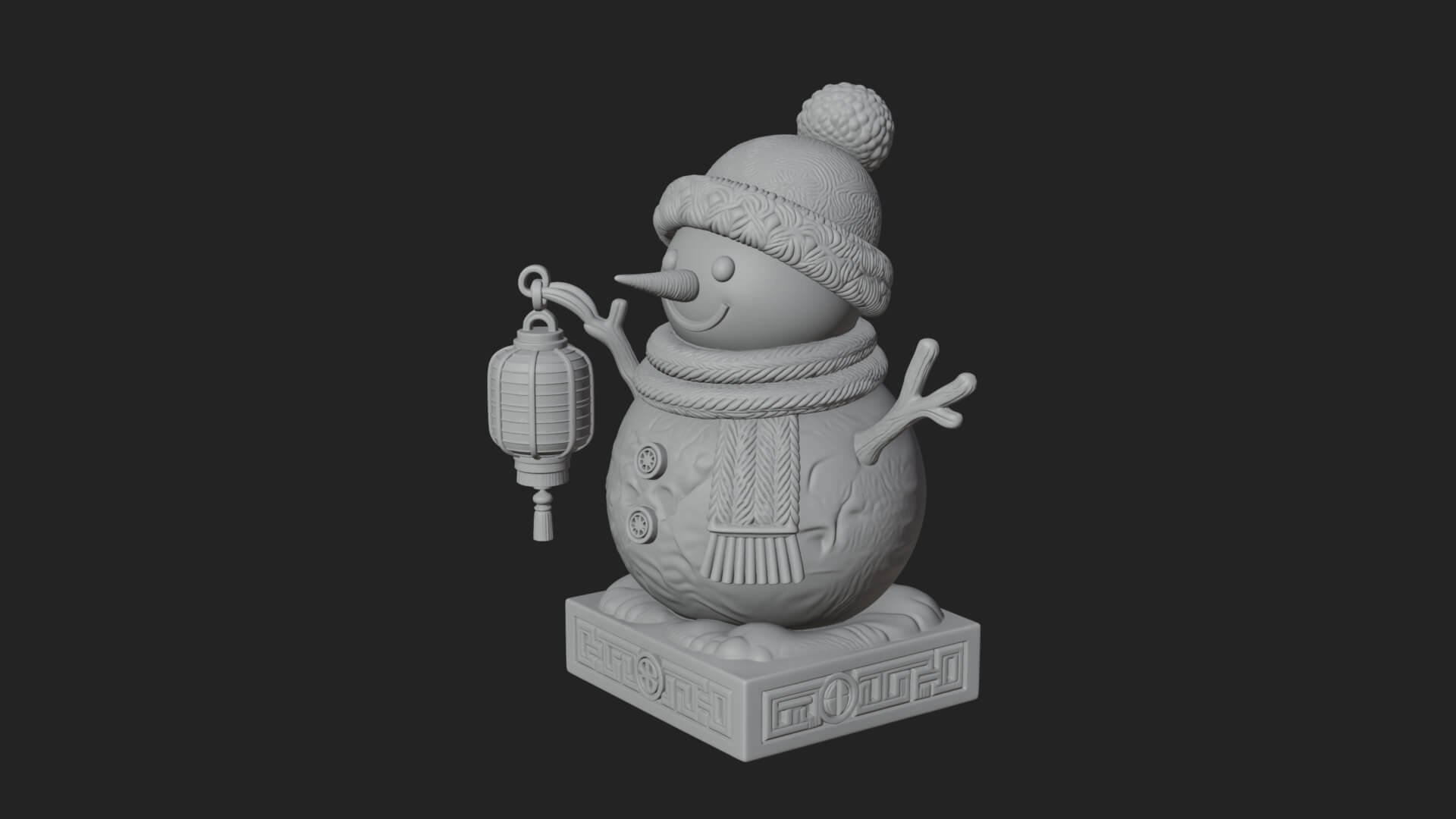 Knit Hat Snowman Statue Design 41 3D Print Model 3D Model