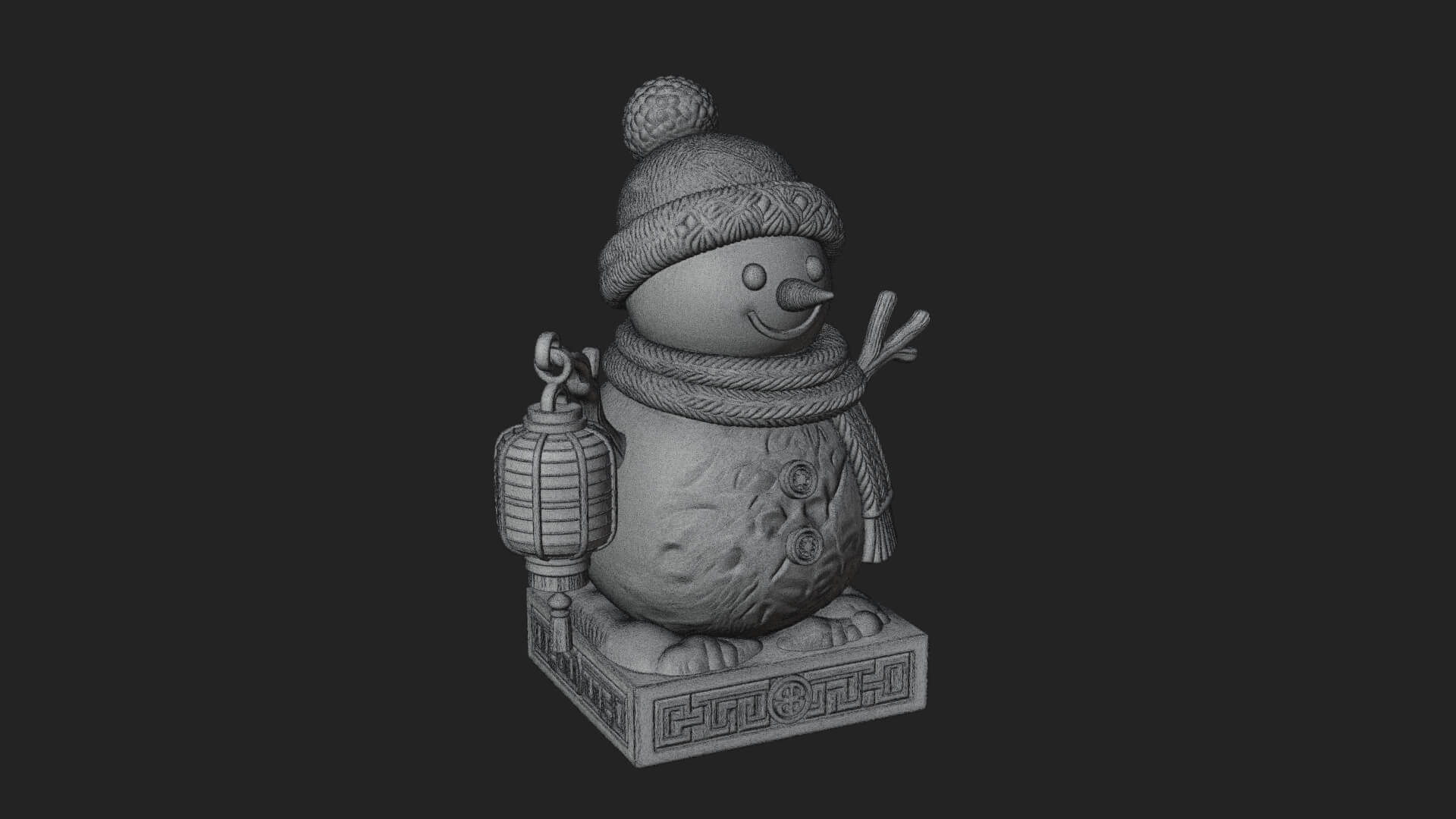 Knit Hat Snowman Statue Design 41 3D Print Model 3D Model