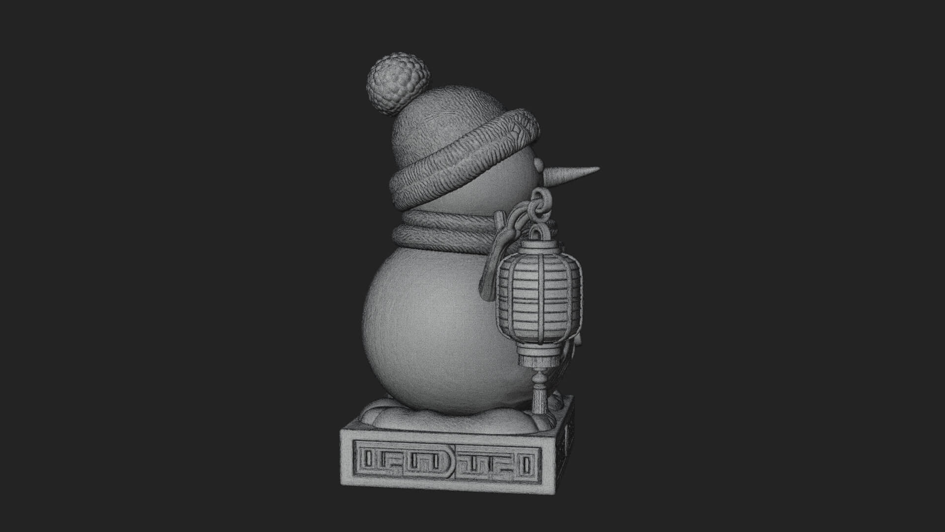 Knit Hat Snowman Statue Design 41 3D Print Model 3D Model