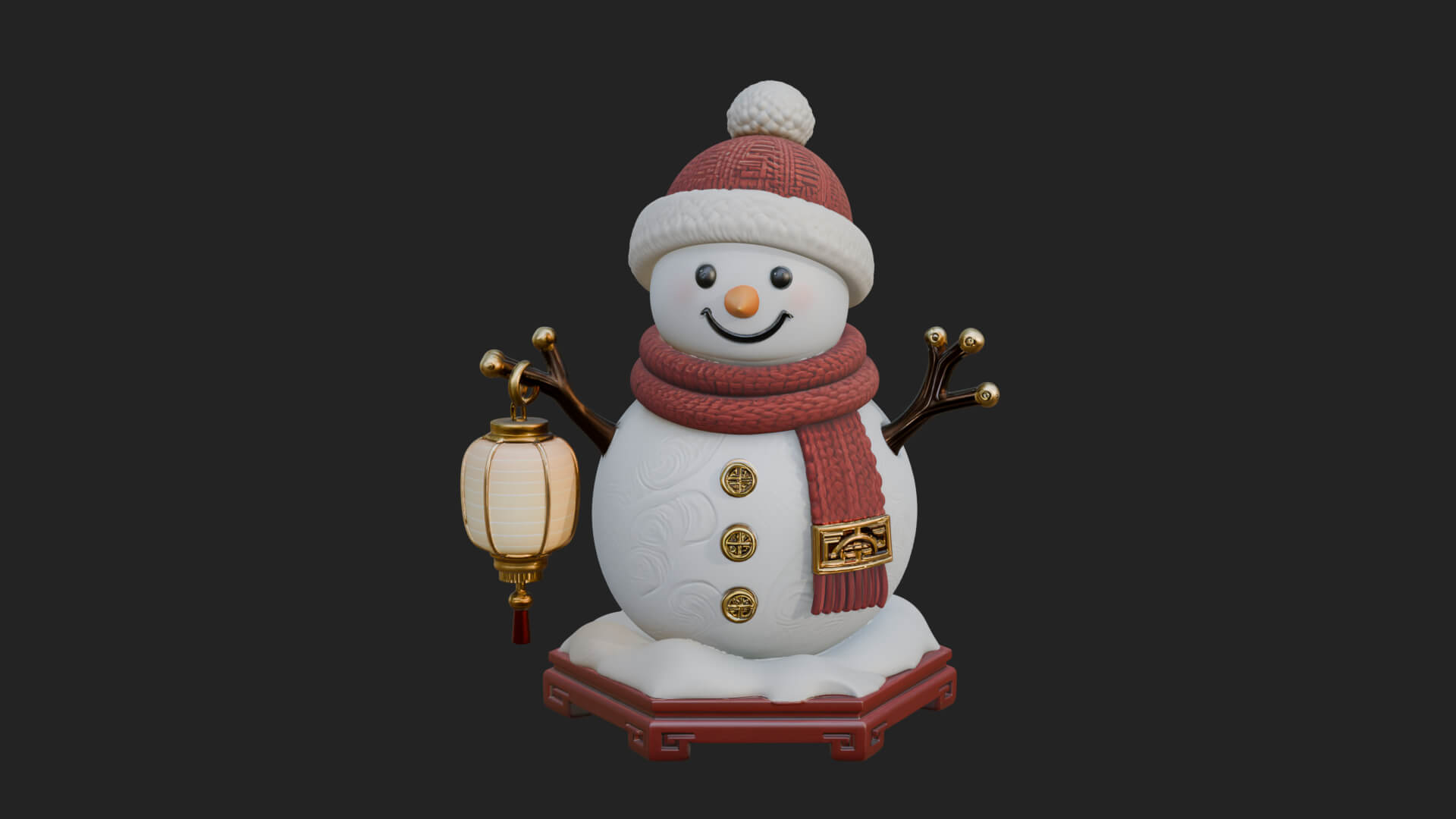 Knit Hat Snowman Statue Design 42 3D Print Model 3D Model