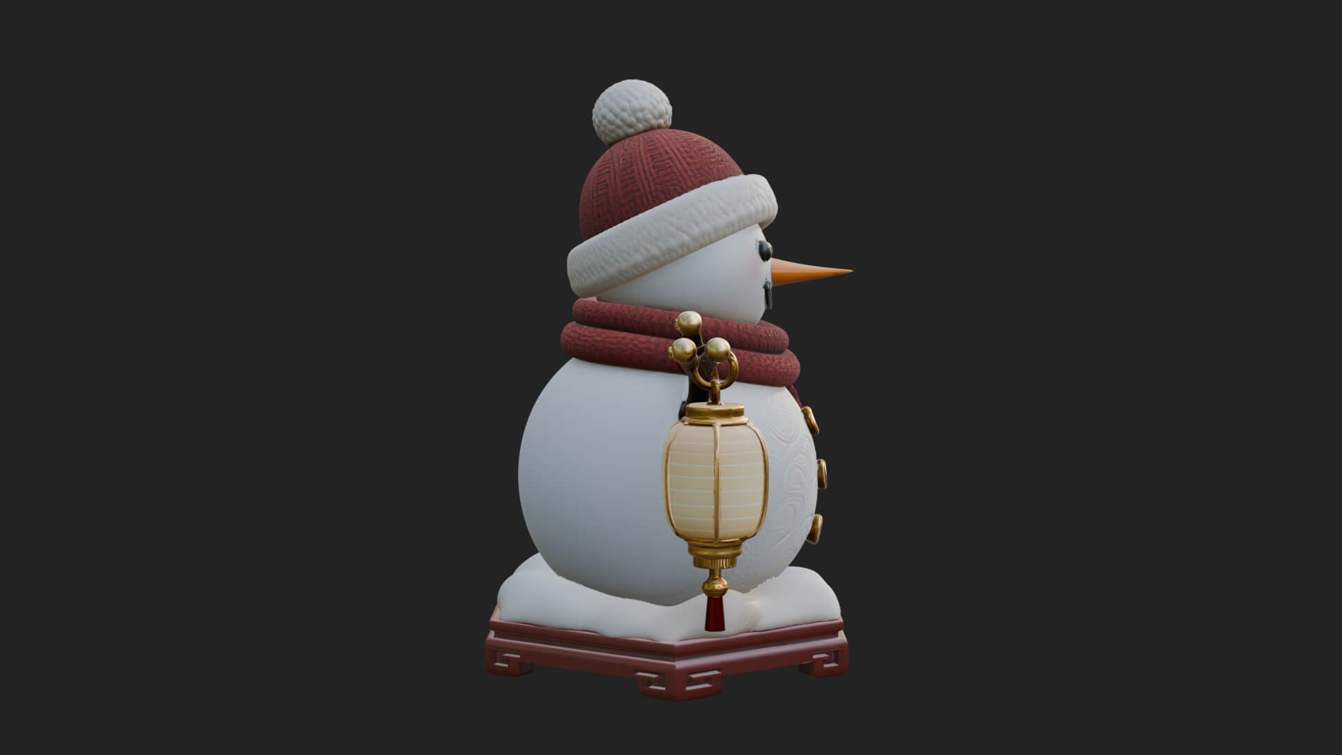 Knit Hat Snowman Statue Design 42 3D Print Model 3D Model
