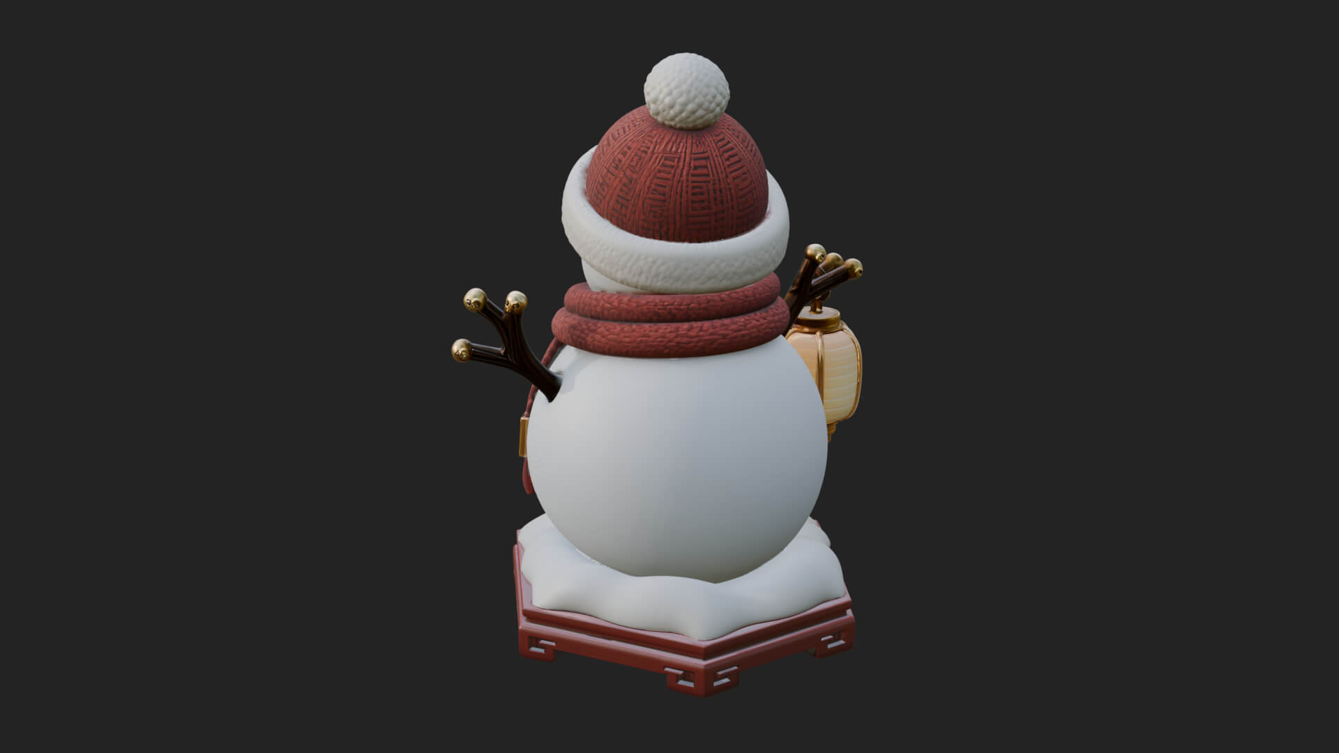Knit Hat Snowman Statue Design 42 3D Print Model 3D Model