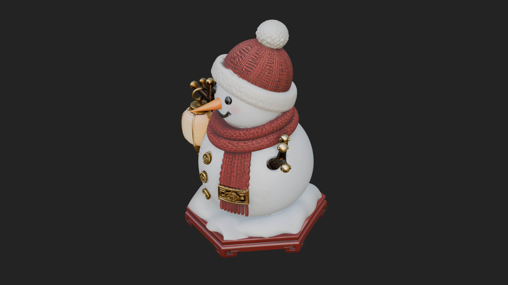 Knit Hat Snowman Statue Design 42 3D Print Model 3D Model