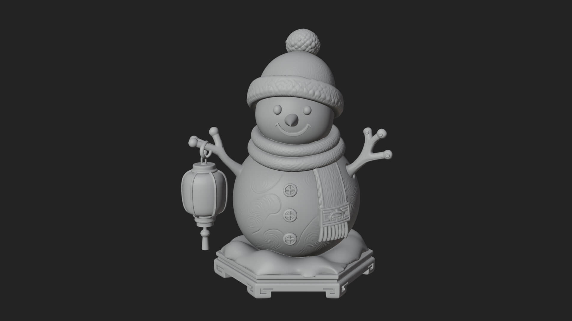 Knit Hat Snowman Statue Design 42 3D Print Model 3D Model