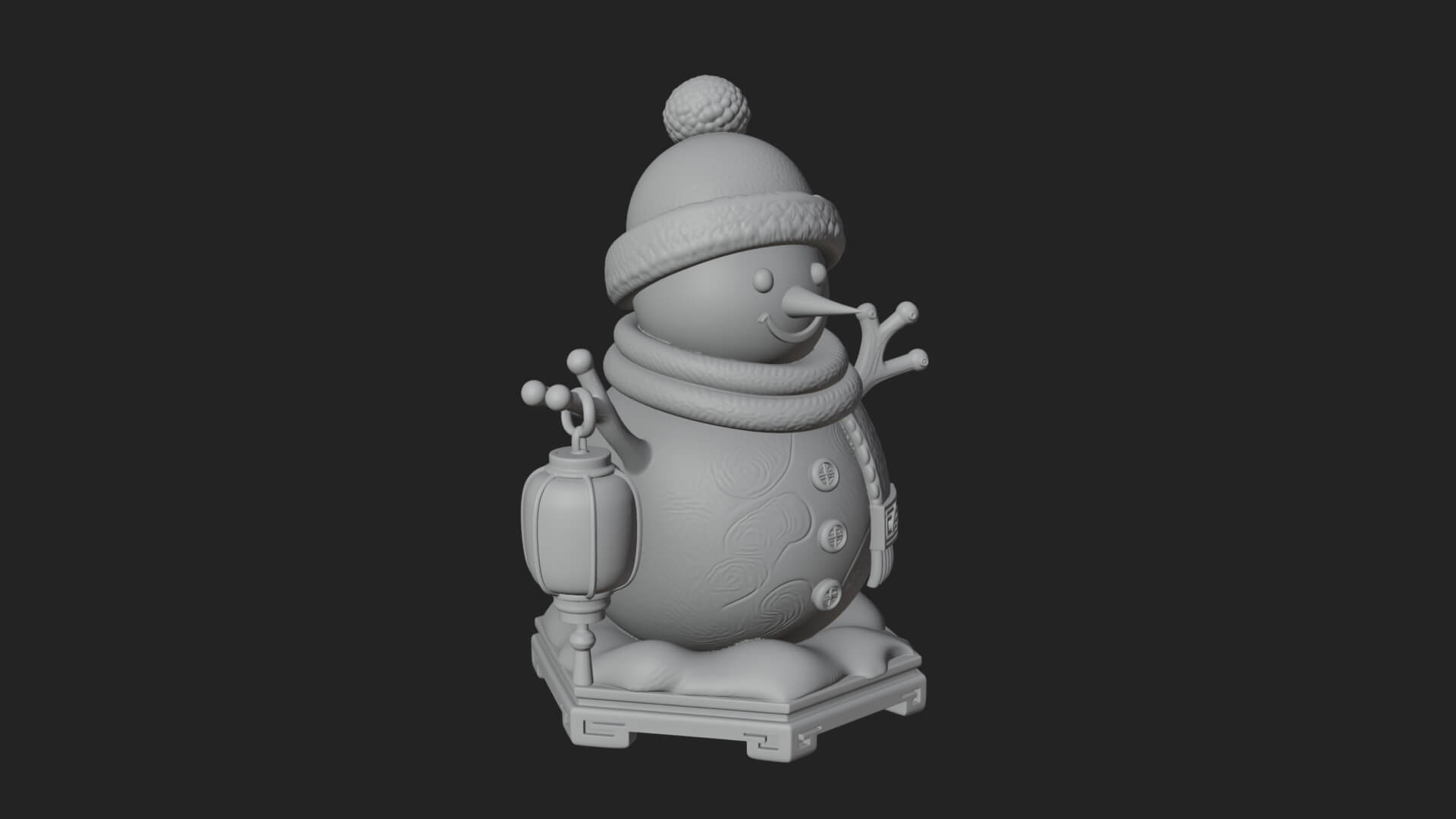 Knit Hat Snowman Statue Design 42 3D Print Model 3D Model