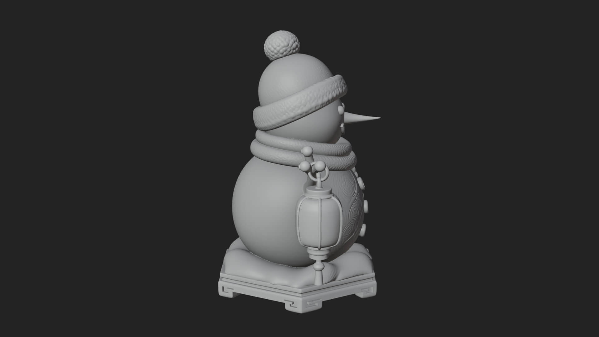 Knit Hat Snowman Statue Design 42 3D Print Model 3D Model