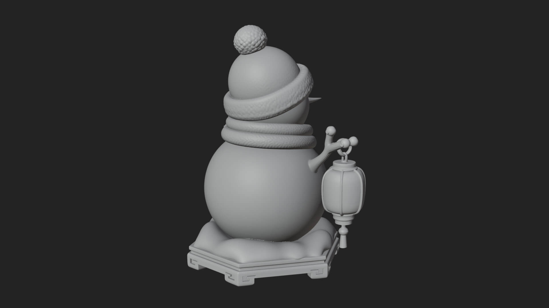 Knit Hat Snowman Statue Design 42 3D Print Model 3D Model
