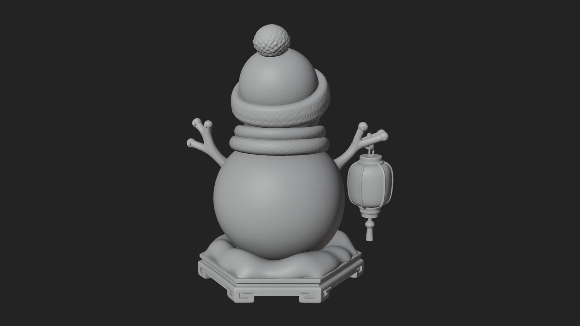 Knit Hat Snowman Statue Design 42 3D Print Model 3D Model