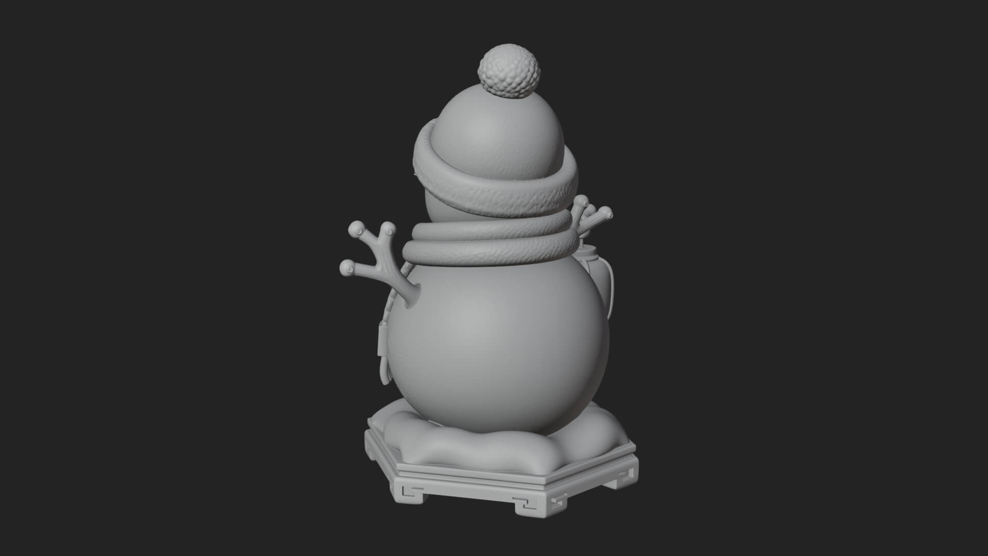 Knit Hat Snowman Statue Design 42 3D Print Model 3D Model