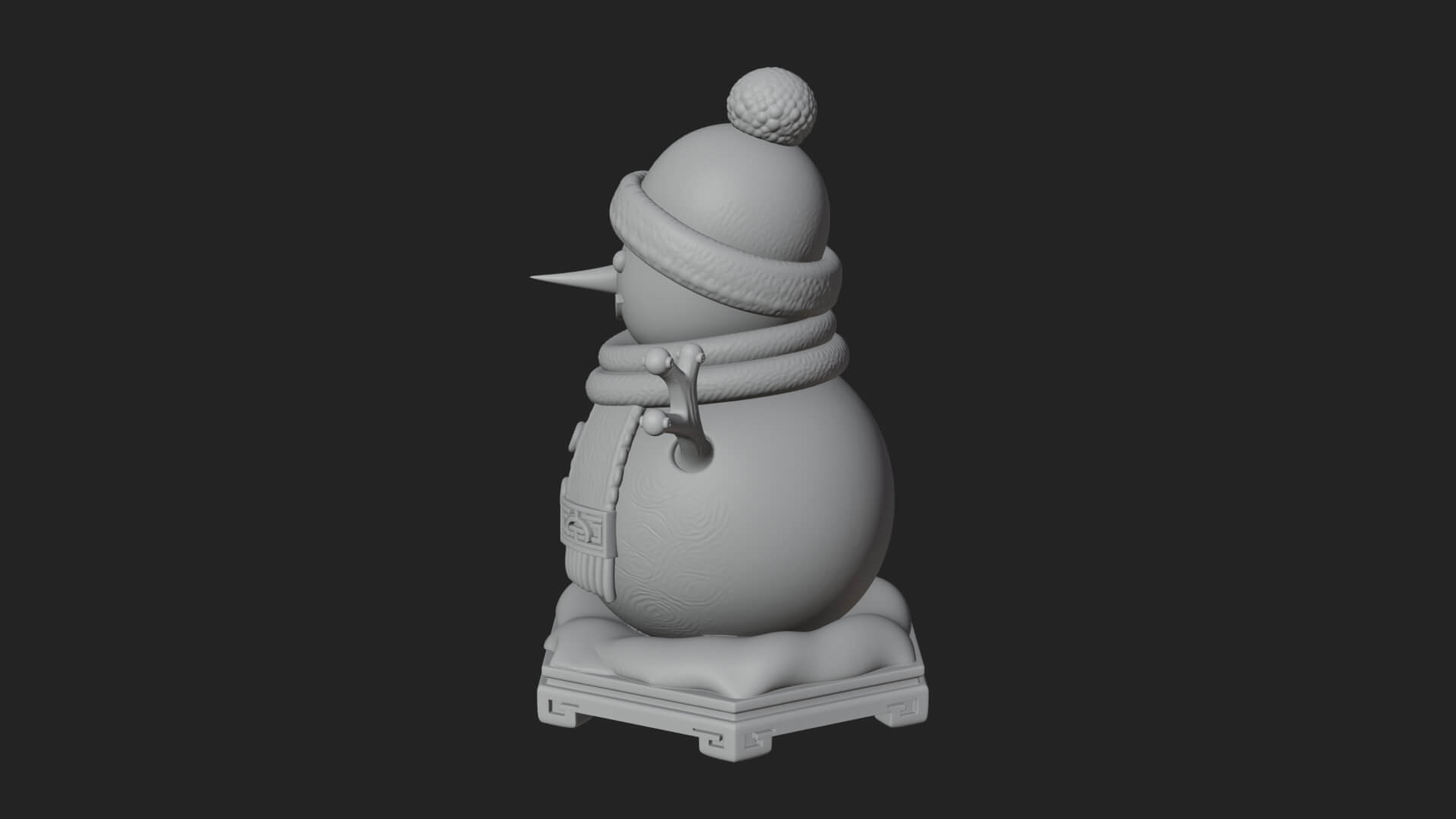 Knit Hat Snowman Statue Design 42 3D Print Model 3D Model