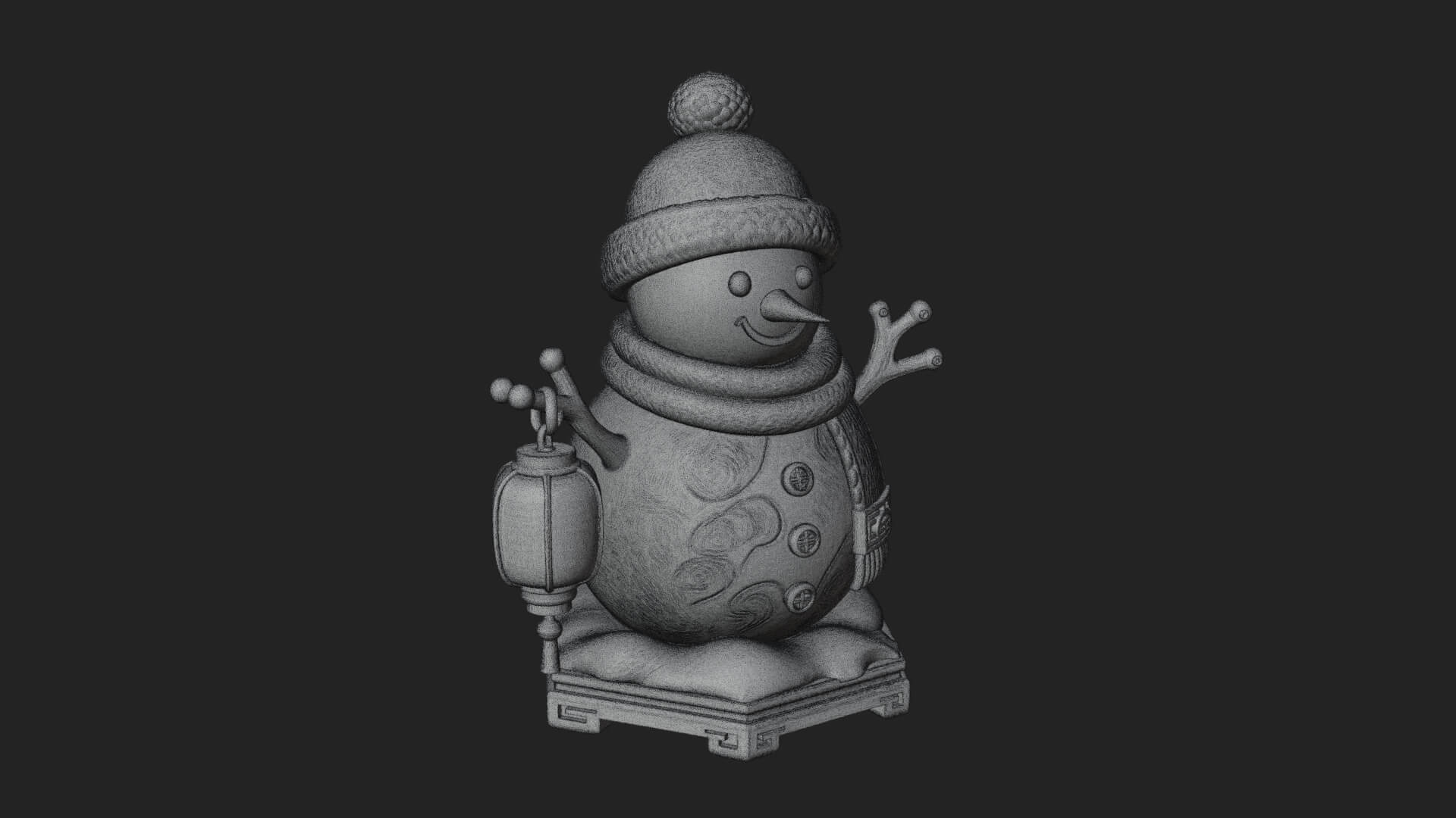 Knit Hat Snowman Statue Design 42 3D Print Model 3D Model