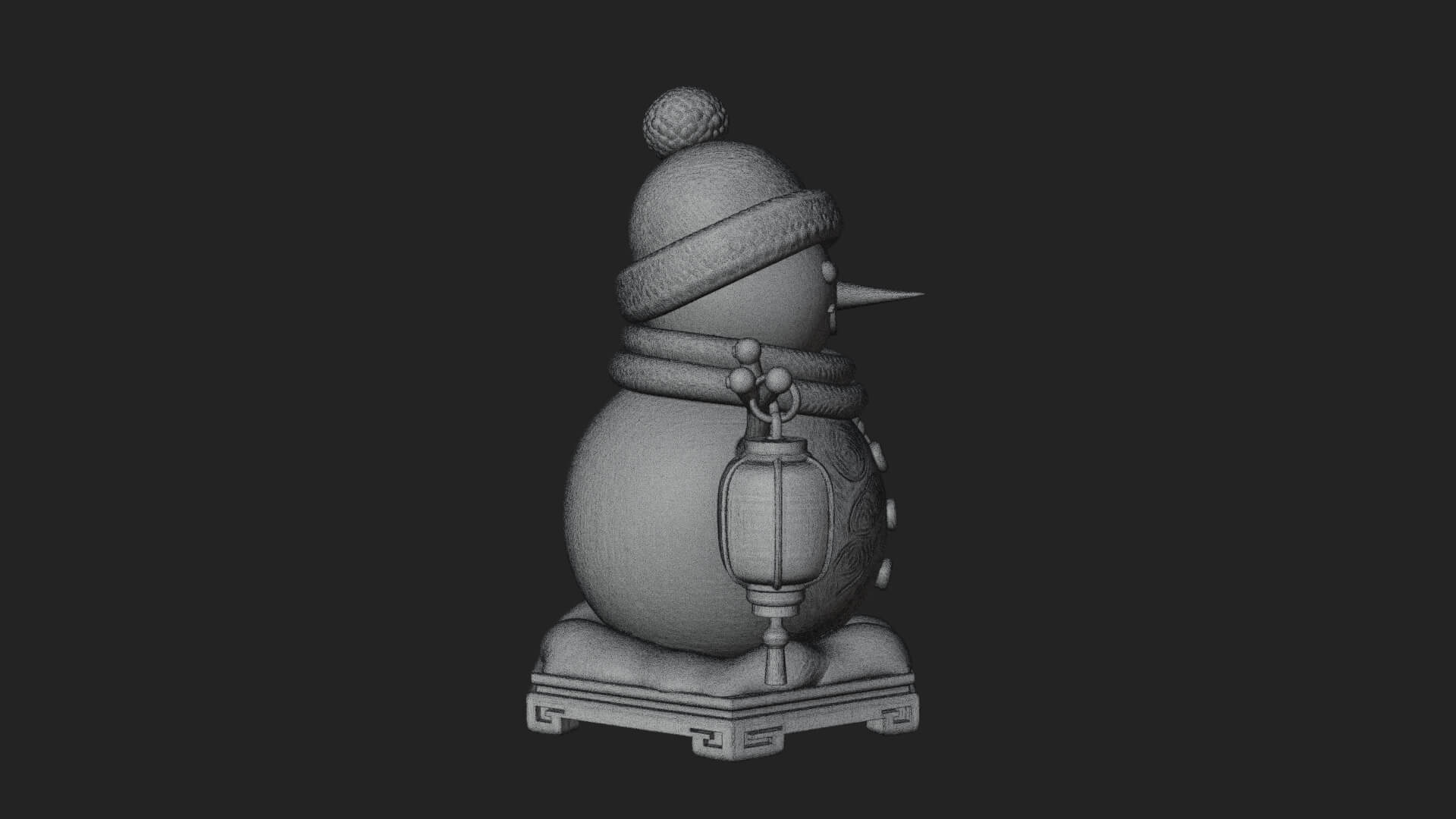 Knit Hat Snowman Statue Design 42 3D Print Model 3D Model