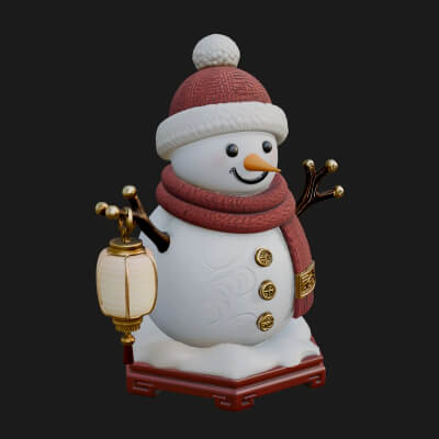 Knit Hat Snowman Statue Design 42 3D Print Model
