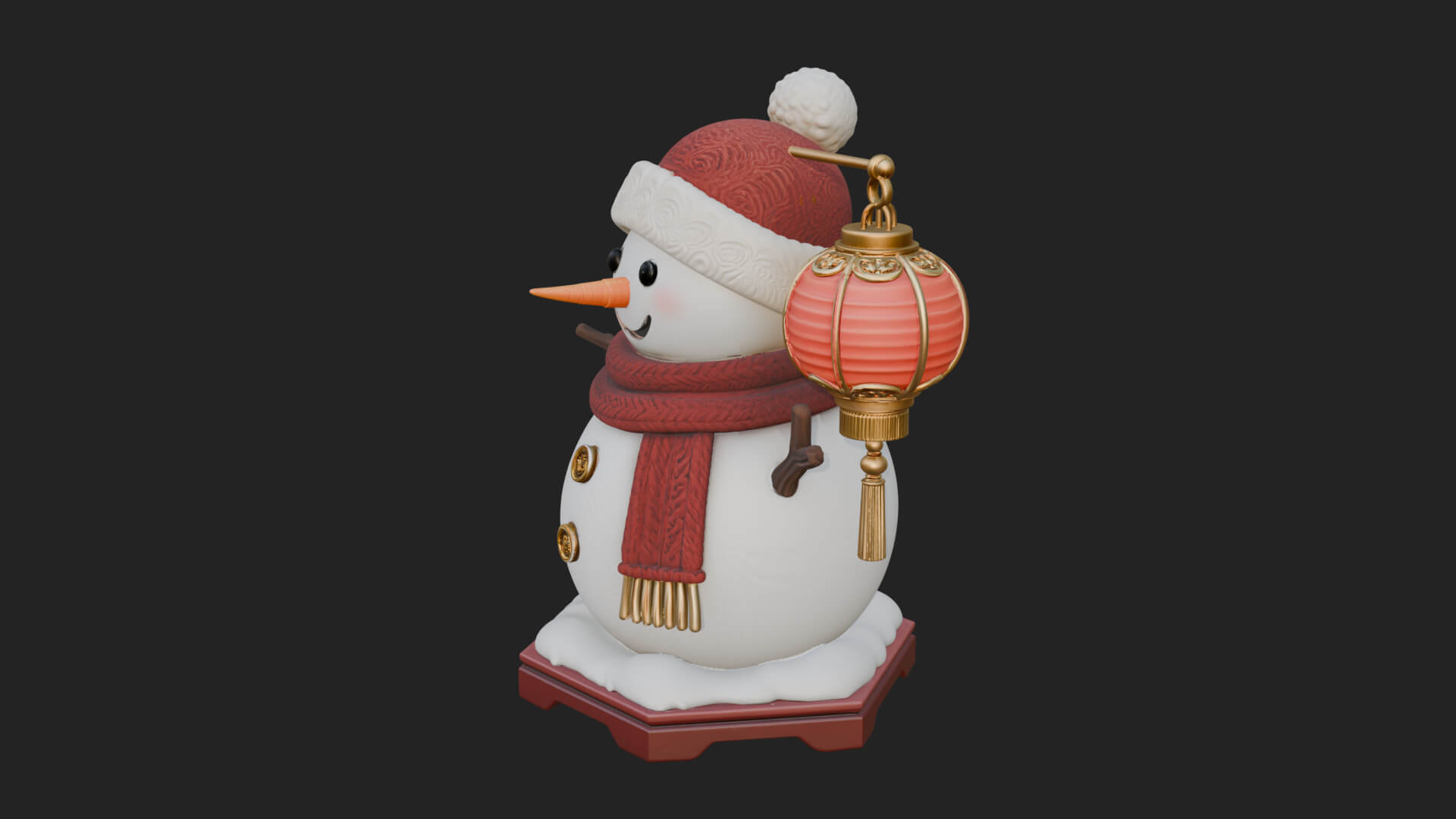 Knit Hat Snowman Statue Design 43 3D Print Model 3D Model